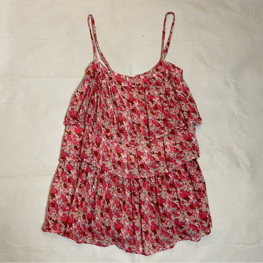 Free People NWT New $108 Free People Talia Tiered Pink Floral Tank Mini Size M / US 6-8 / IT 42-44 - 5 Thumbnail