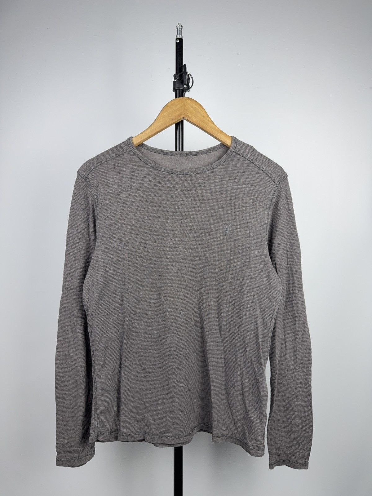 Allsaints 00s AllSaints Ribbed Thermal Long Sleeve Crewneck Grey Size US S / EU 44-46 / 1 - 1 Thumbnail