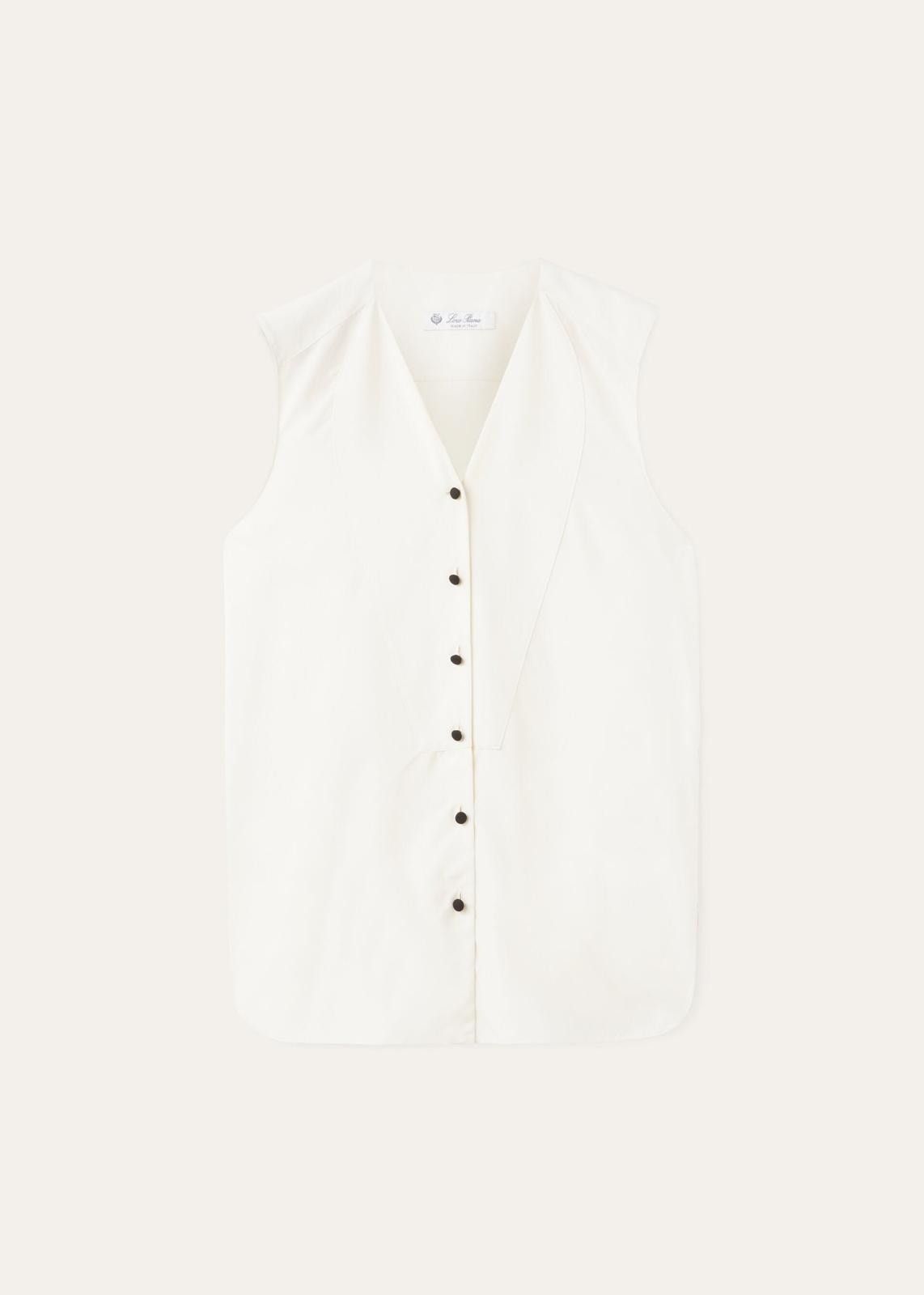 Loro Piana o1srvl11e0725 FAN6584 Caylee Silk Shirt in White Size XS / US 0-2 / IT 36-38 - 1 Thumbnail