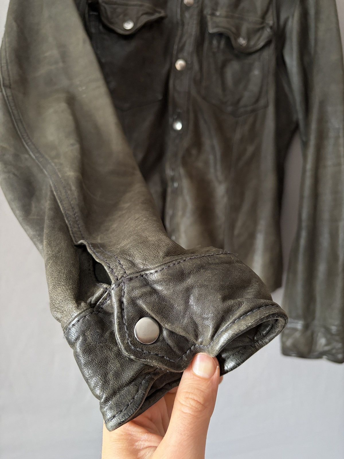 Allsaints Allsaints Wrinkled Lamb Leather Jacket Elephant Gray/Brown Size US L / EU 52-54 / 3 - 10 Thumbnail