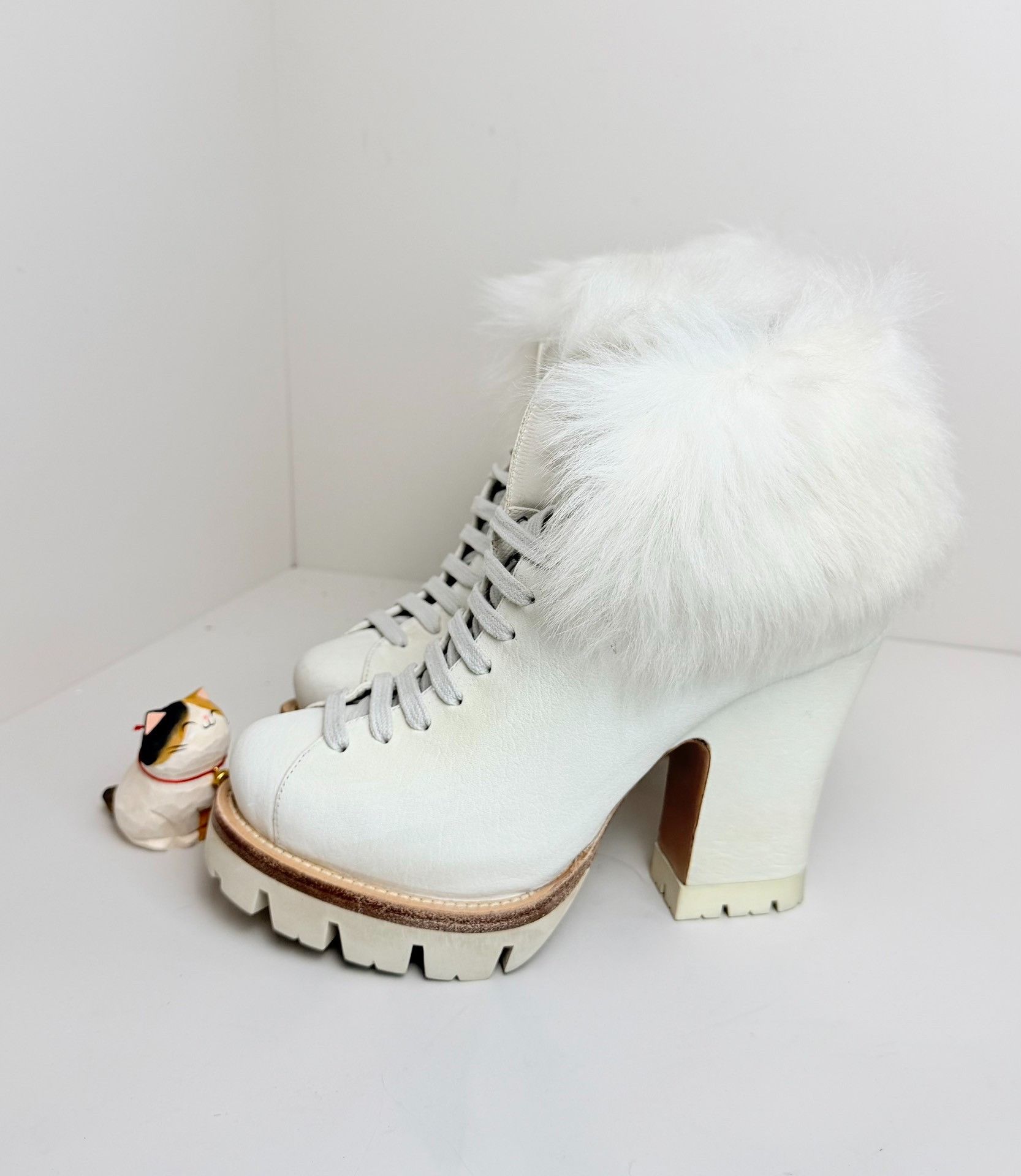 Prada Prada Distressed White Boots us_5-5 Women Size US 5.5 / IT 35.5 - 1 Thumbnail