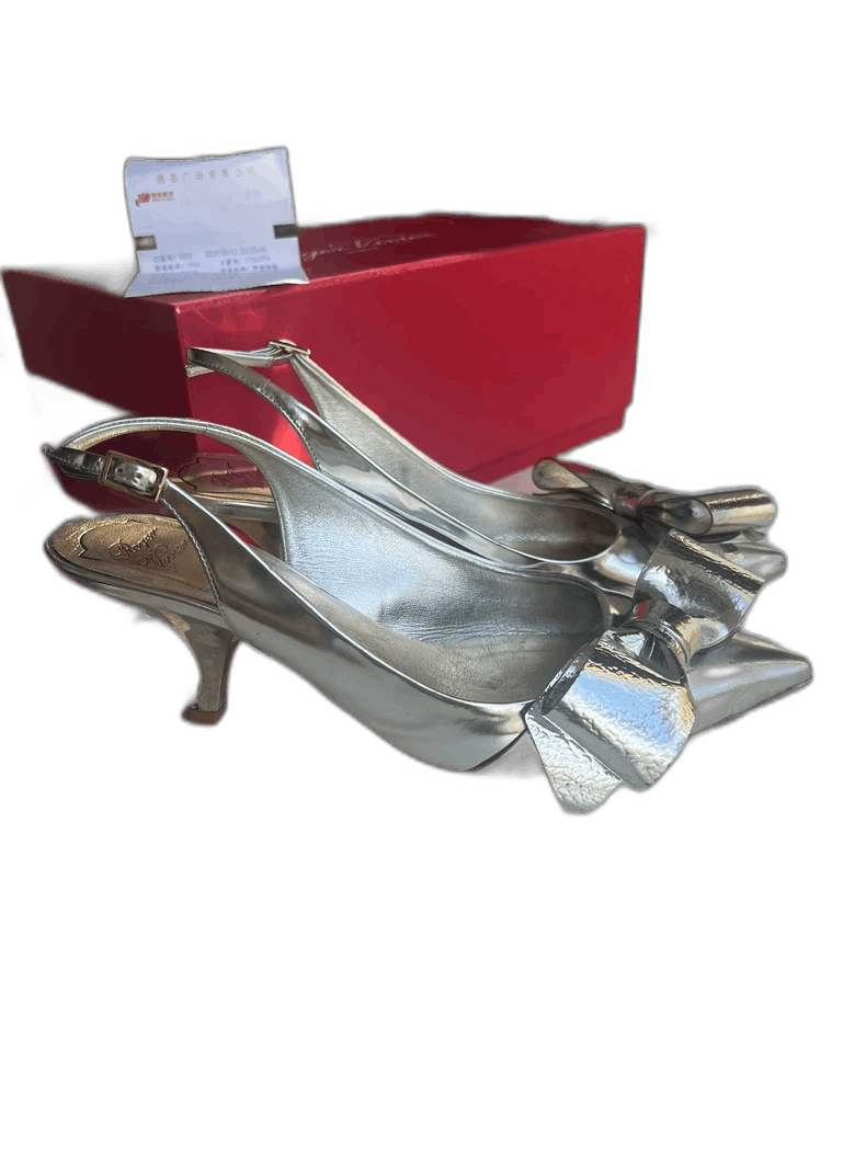 Silver High Heels with Bow Detail-yf