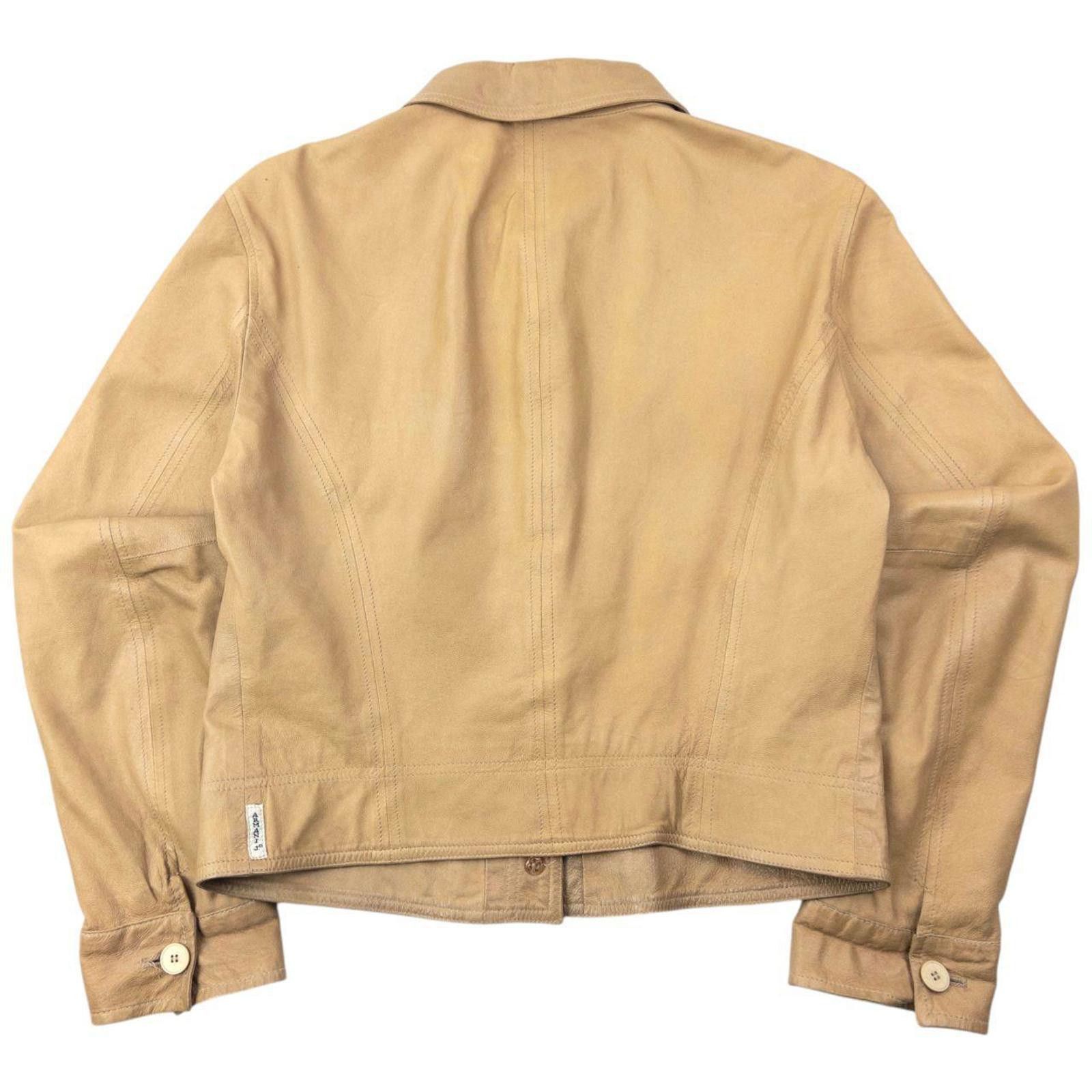 Other Vintage 2000s Armani Jeans Button Up Leather Jacket Size M Size L / US 10 / IT 46 - 2 Thumbnail