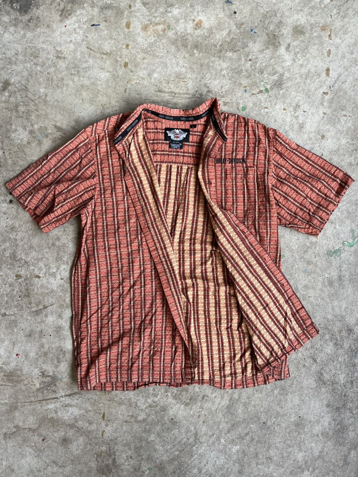 Harley Davidson Y2K Harley Davidson All Over Logo Monogram Button Up Size US XL / EU 56 / 4 - 7 Thumbnail