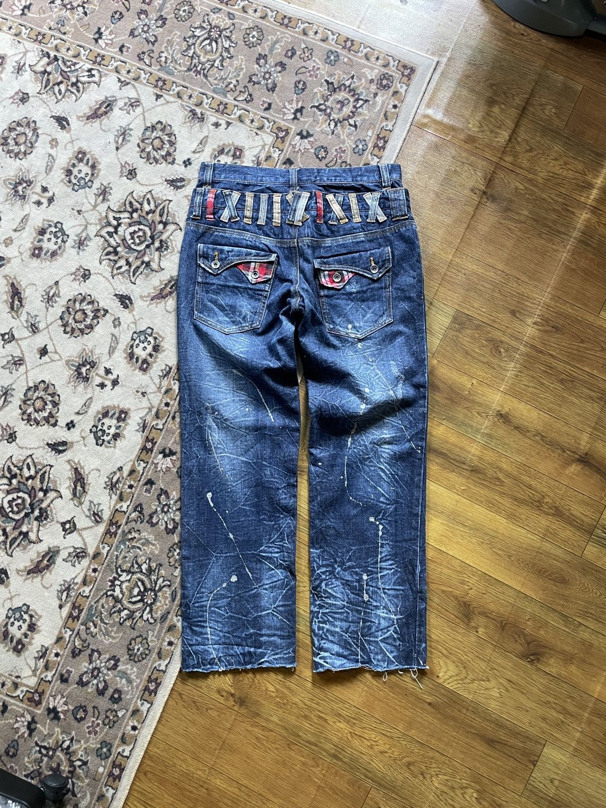 Japanese Brand × Vintage Double Waist Jeans Splash Size US 33 - 2 Thumbnail