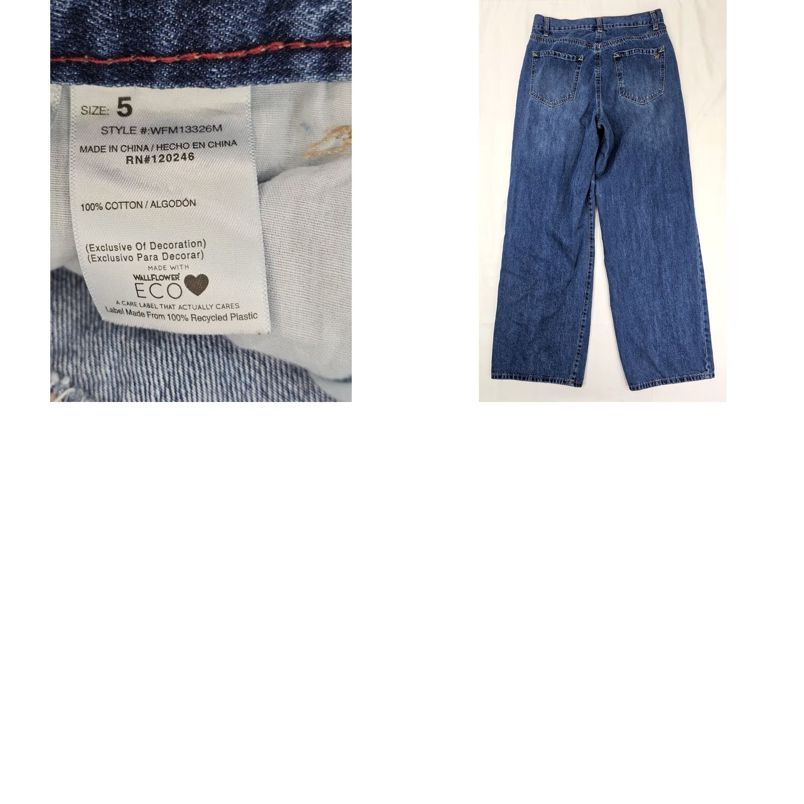 Vintage WallFlower Skater Fit Distressed Jeans Juniors Size 5 Relaxed Straight Denim Blue 27x29.5 Womens Girls Size 27" / US 4 / IT 40 - 8 Thumbnail