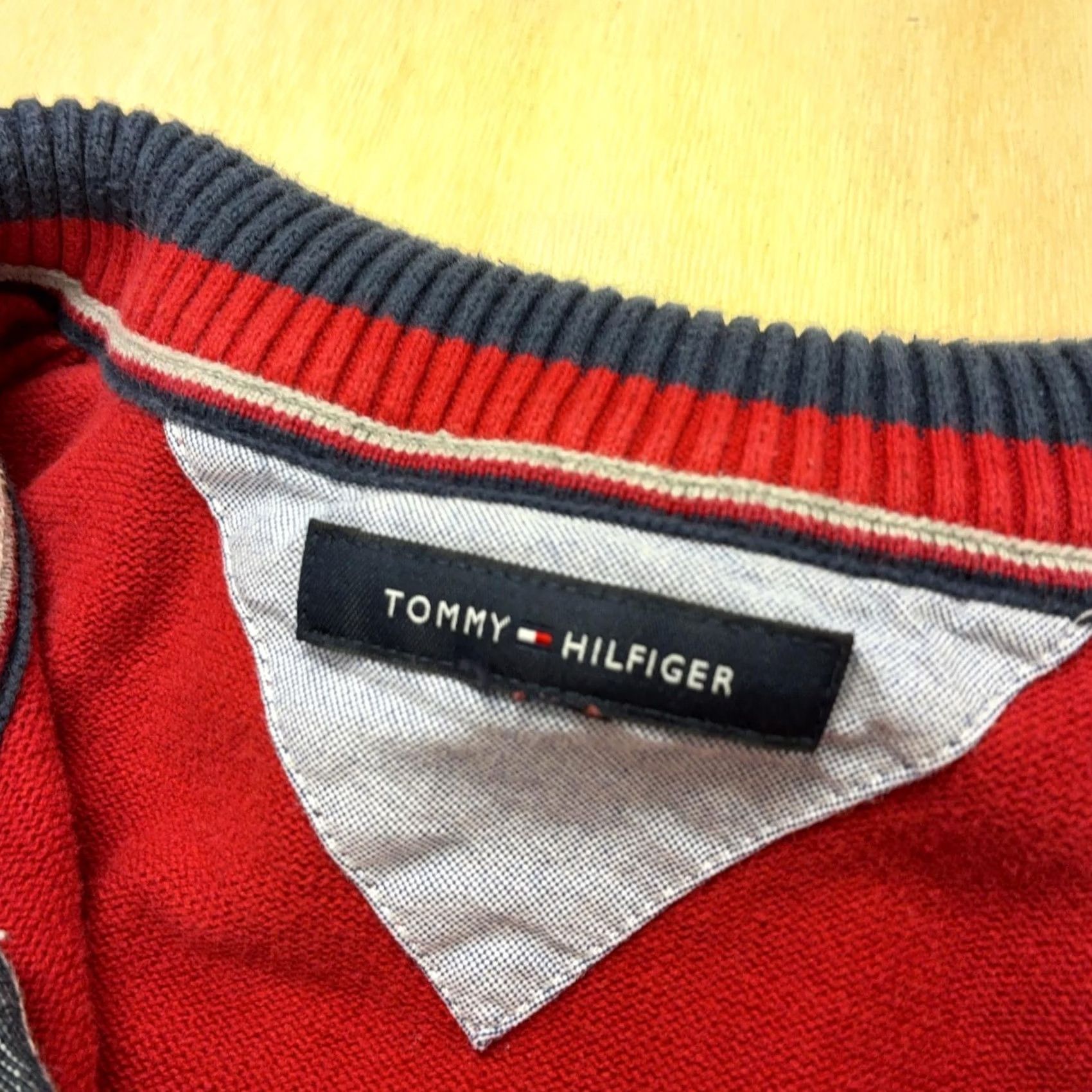 Tommy Hilfiger Tommy Hilfiger Sweater Mens Large Red 1/4 Zip Mock Neck Cotton Knit Pullover Size US L / EU 52-54 / 3 - 4 Thumbnail