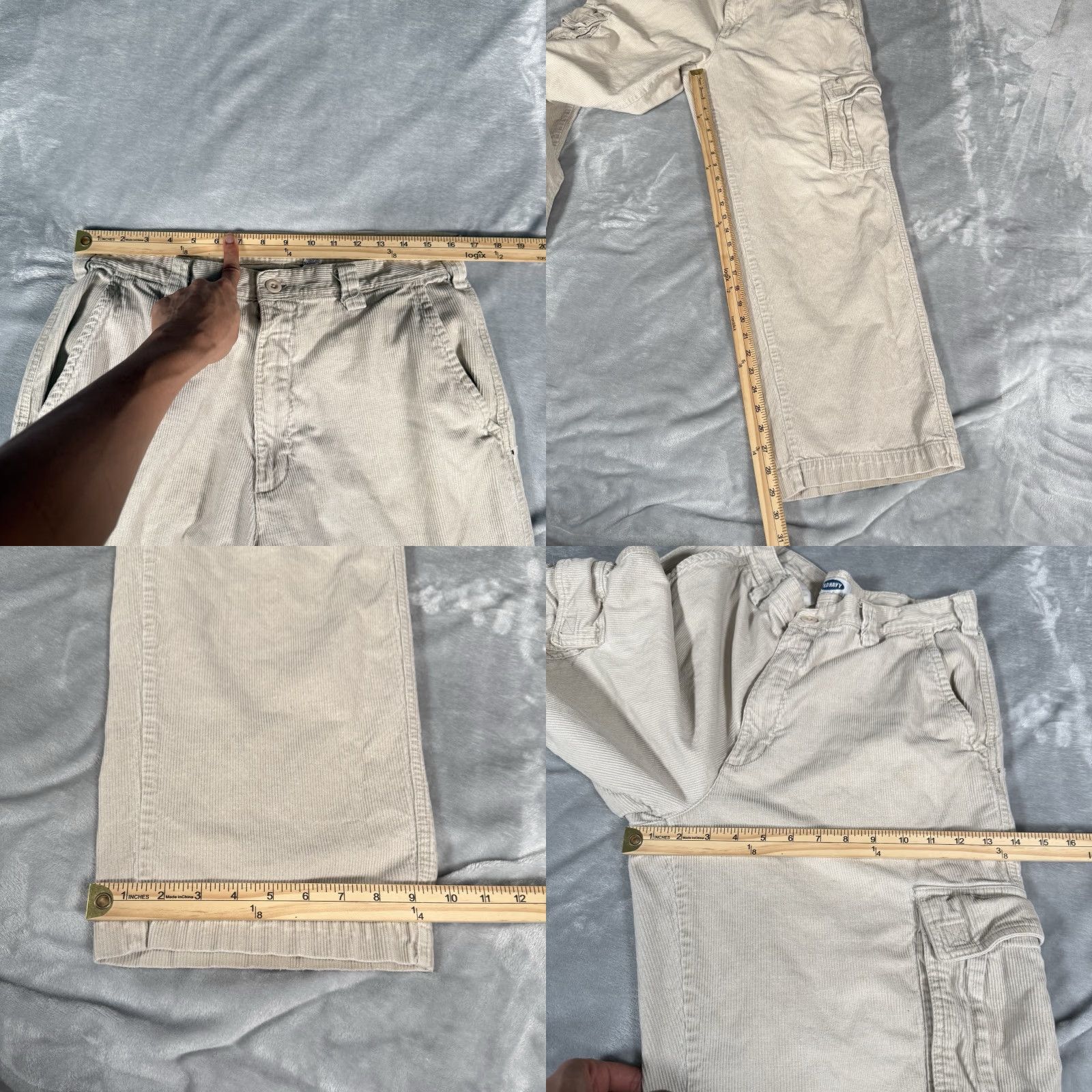 Old Navy VINTAGE Old Navy Corduroy Cargo Pants Mens 33 Beige Distressed Cargo Pocket Straight Regular 30 Inseam Y2K Influence Size US 33 - 8 Thumbnail