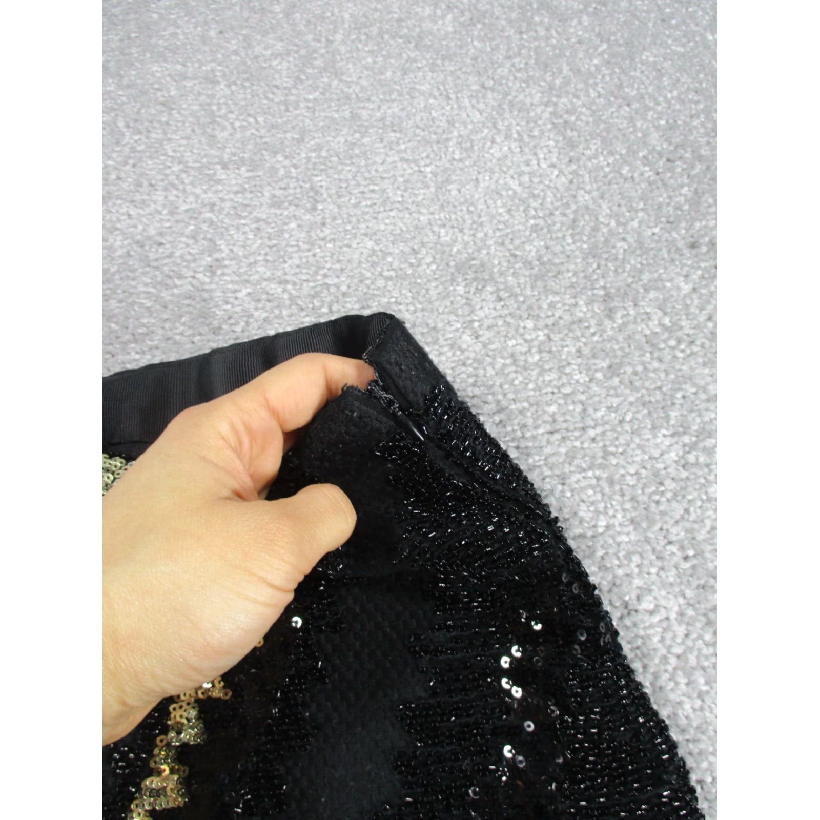 Vintage Fate Skirt Womens Small Black Gold Sequins Mini NEW Size 28" / US 6 / IT 42 - 2 Thumbnail