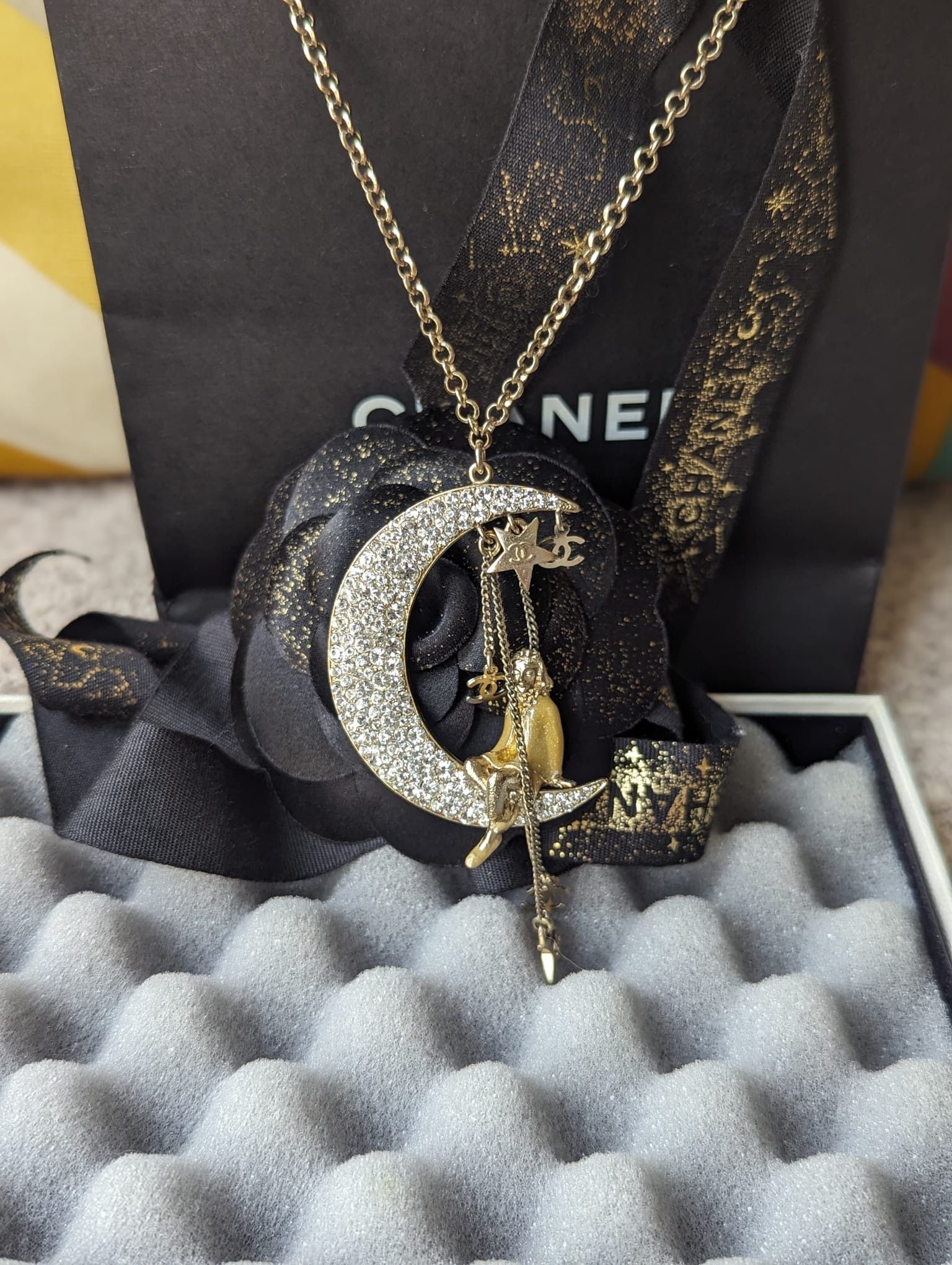 Chanel Chanel CC 08P CoCo on the Moon GHW Crystal Logo Necklace tag Size ONE SIZE - 3 Thumbnail