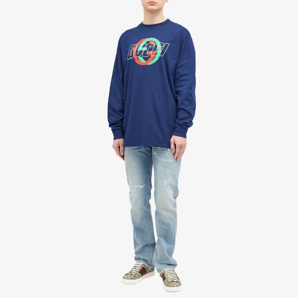 Gucci Gucci Crewneck Sweatshirt In Navy Blue GG, Size M Size US M / EU 48-50 / 2 - 2 Thumbnail