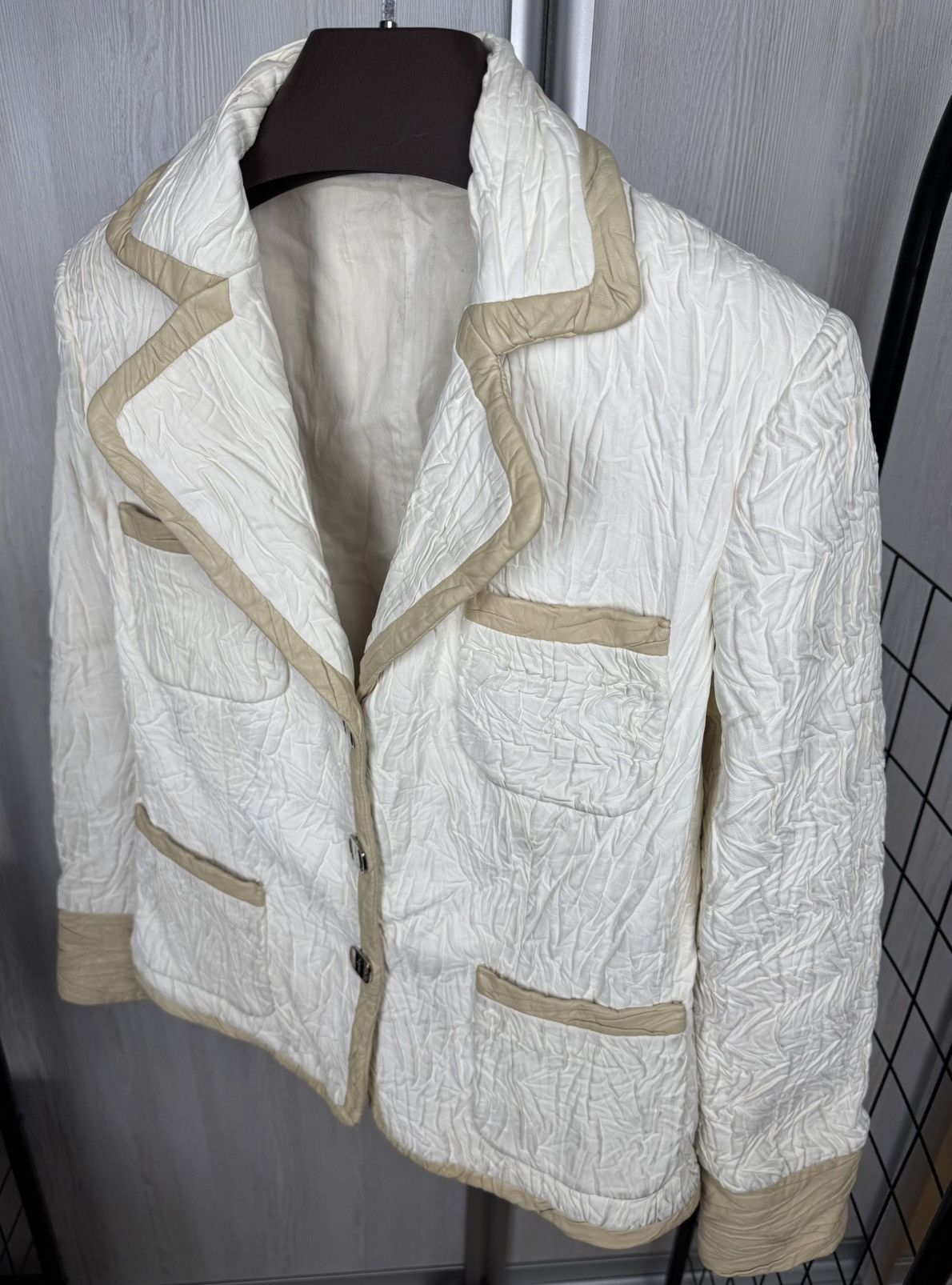 Salvatore Ferragamo Salvatore Ferragamo white leather biker jacket blazer Size M / US 6-8 / IT 42-44 - 9 Thumbnail