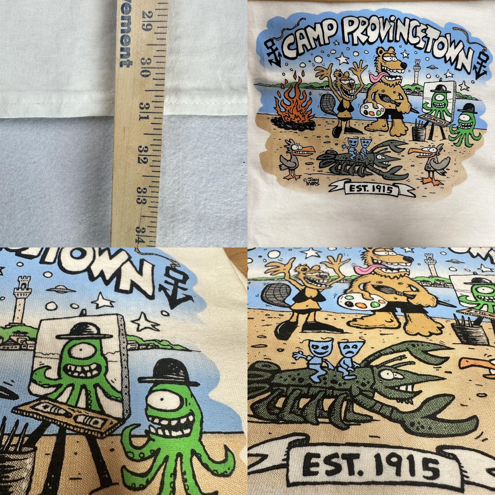 Gildan Camp Provincetown Shirt Mens 2XL White Joey Mars Cartoon Graphic Beach Tee Art Size US XXL / EU 58 / 5 - 8 Thumbnail