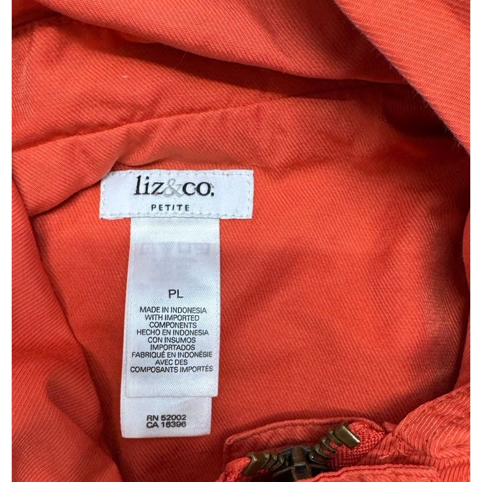 Other Liz & Co Orange Cinch Waist Hooded Lightweight Jacket Sz PL Size L / US 10 / IT 46 - 6 Thumbnail