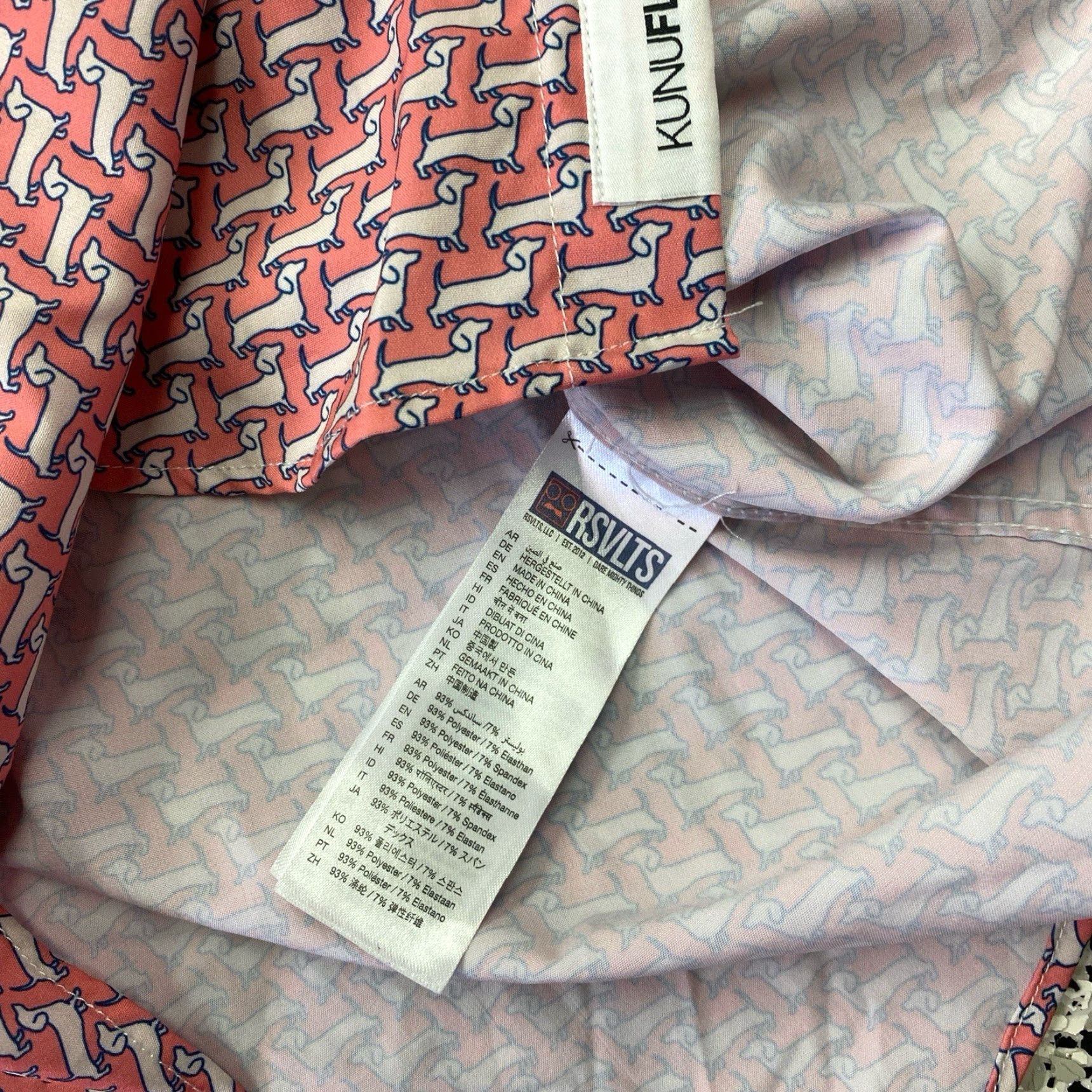 Pinko RSVLTS Shirt Mens XS Pink Dog Print Weiner Dog Short Sleeve Size US XS / EU 42 / 0 - 4 Thumbnail