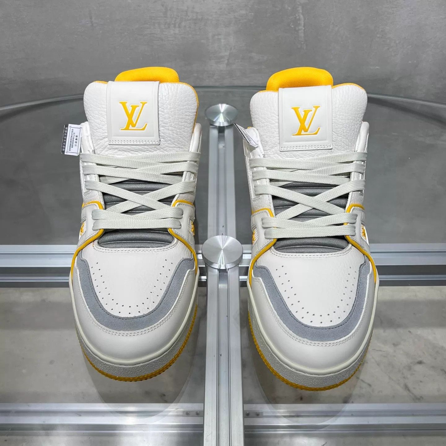 Louis Vuitton Louis Vuitton LV Trainer White & Yellow UK7.5/41.5 Size US 8.5 / EU 41-42 - 1 Thumbnail