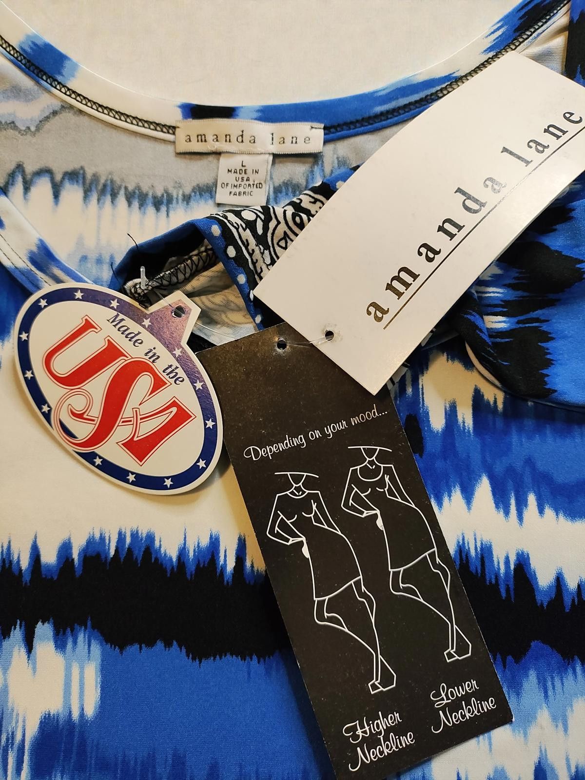 Other Amanda Lane Royal Blue and White Mood Dress with Paisley and Size L / US 10 / IT 46 - 7 Thumbnail