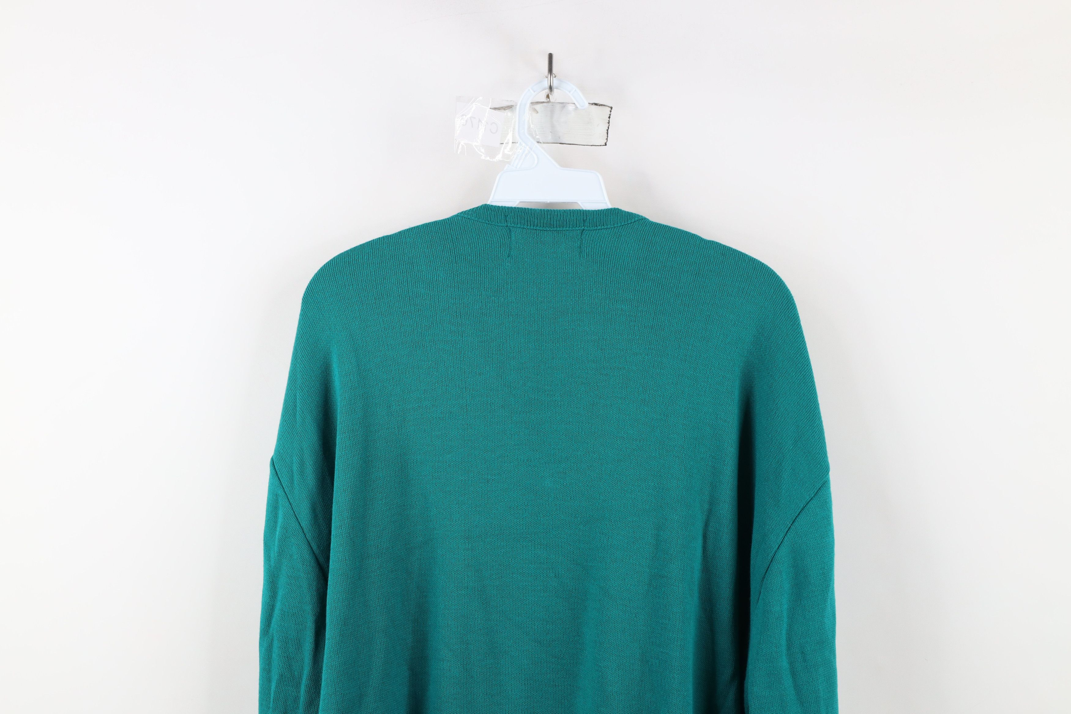 Vintage Vintage 90s Streetwear Knit V-Neck Sweater Teal USA Acrylic Size US XL / EU 56 / 4 - 12 Thumbnail