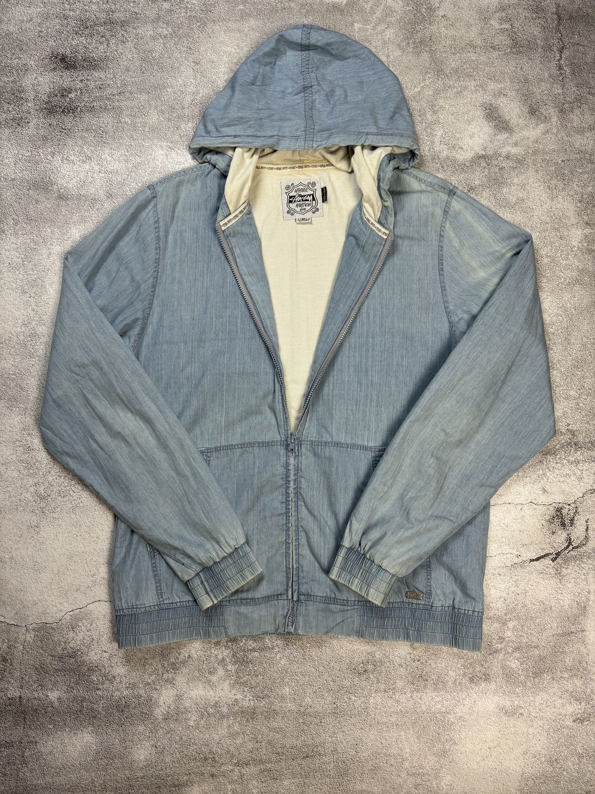 Stussy × Vintage Vintage Stussy Faded Zip Up Sweatshirt Size US XL / EU 56 / 4 - 2 Thumbnail
