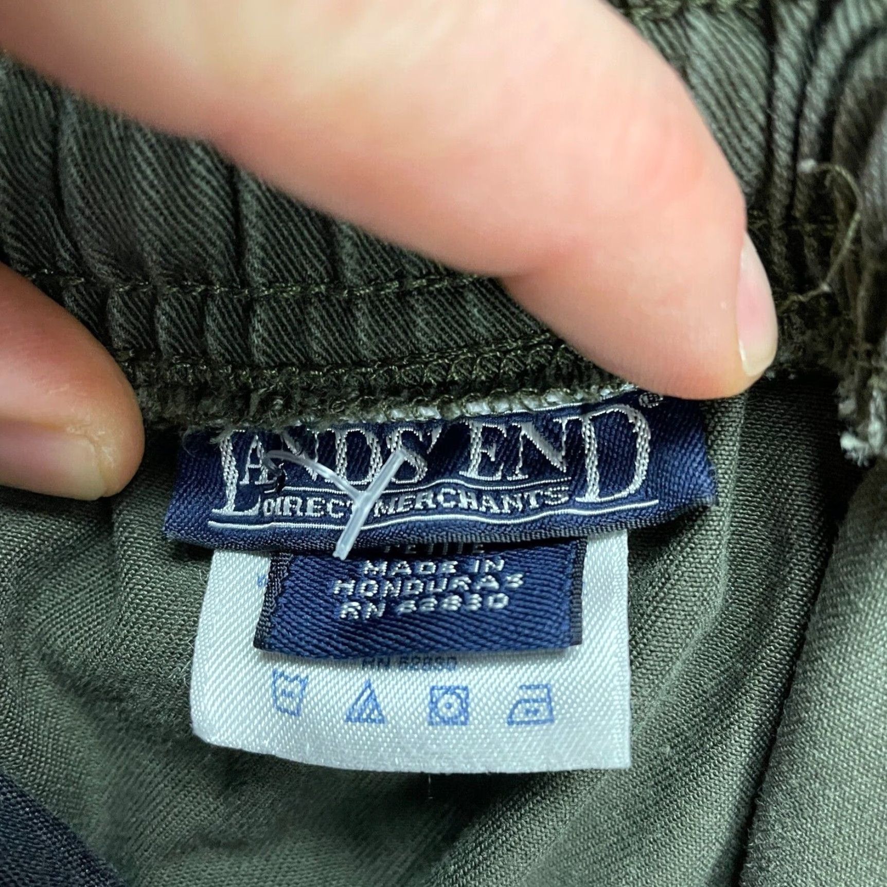 Lands' End Lands' End Chino Pants Womens 10P Petite Army Green Elastic Waist Straight 28x24 Army Classic Womens Size 32" / US 10 / IT 46 - 3 Thumbnail