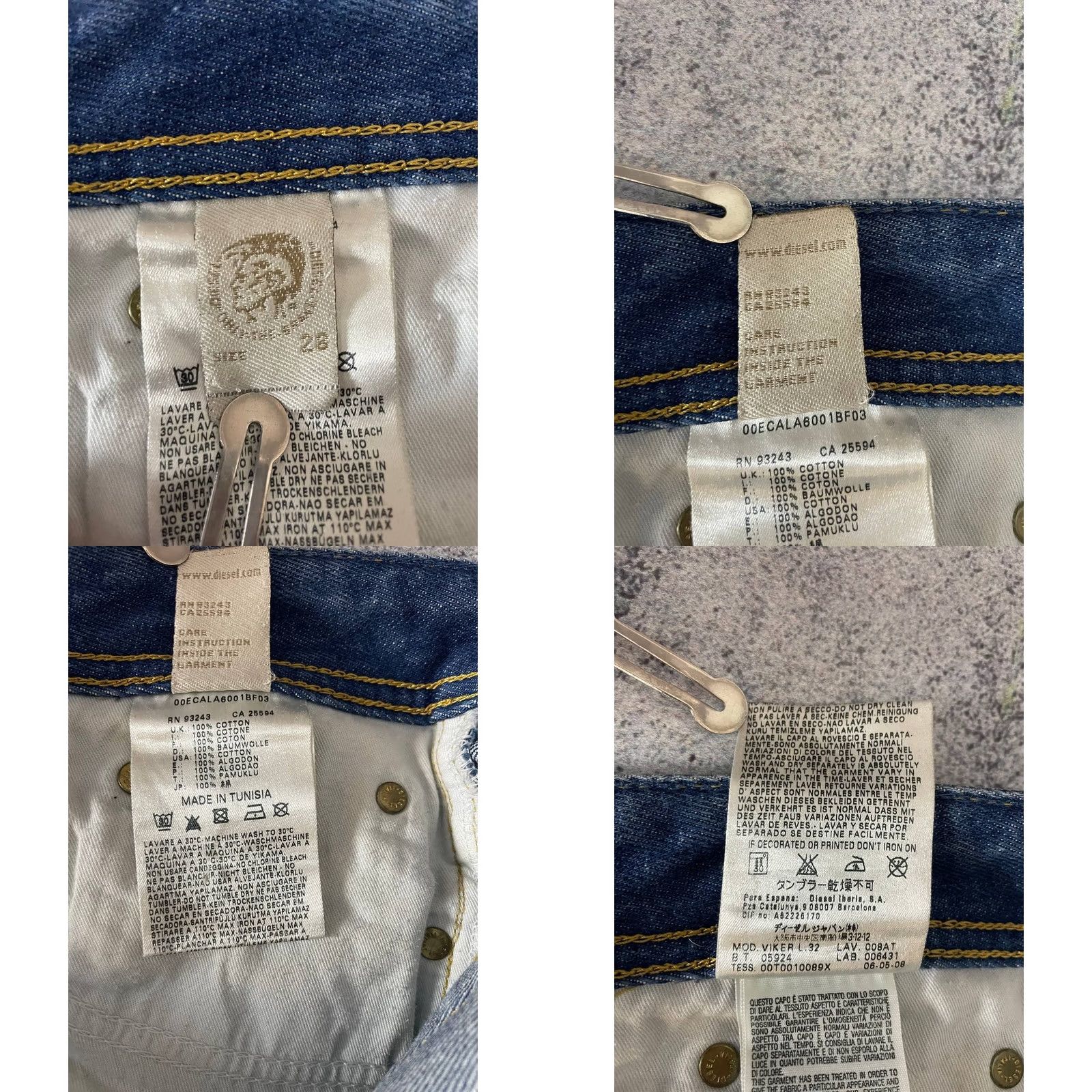 Diesel Diesel Viker Jeans Men Size 28 Blue Denim Cotton Straight Leg Button Belt Loop Size US 28 / EU 44 - 10 Thumbnail