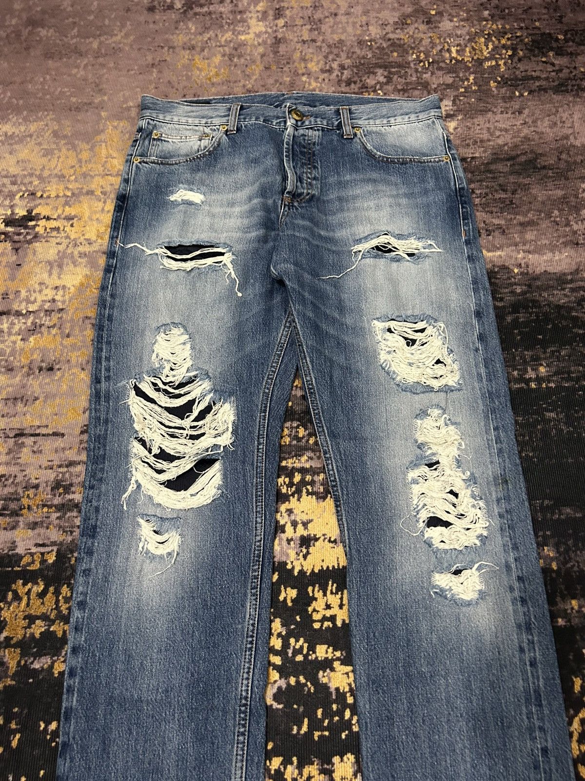 Alexander McQueen Alexander MQueen Style Destroyed Selvedge Jeans Size US 34 / EU 50 - 4 Thumbnail