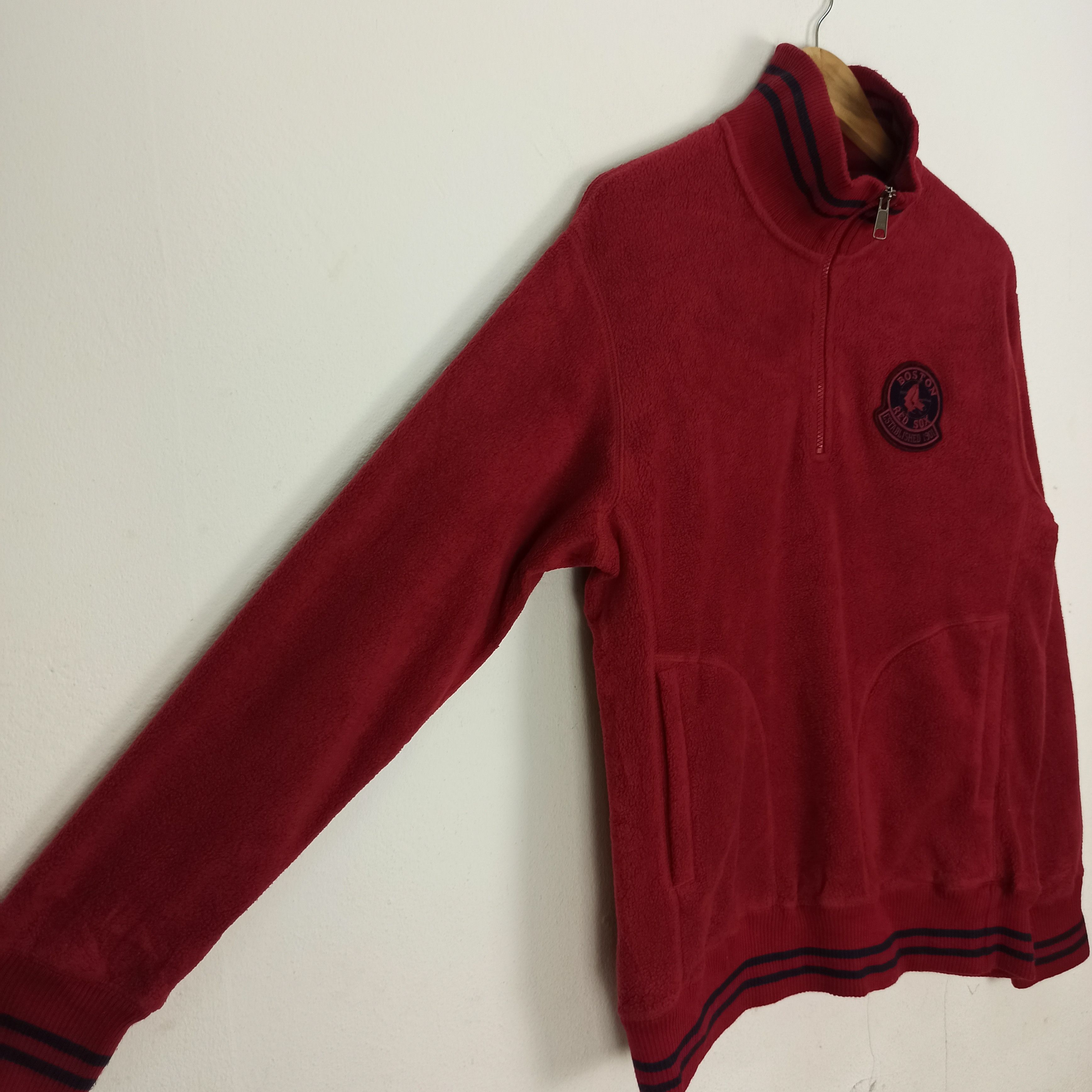 MLB Rare RED SOX BOSTON MLB Fleece Sweatshit Half Ziper Size US XL / EU 56 / 4 - 2 Thumbnail