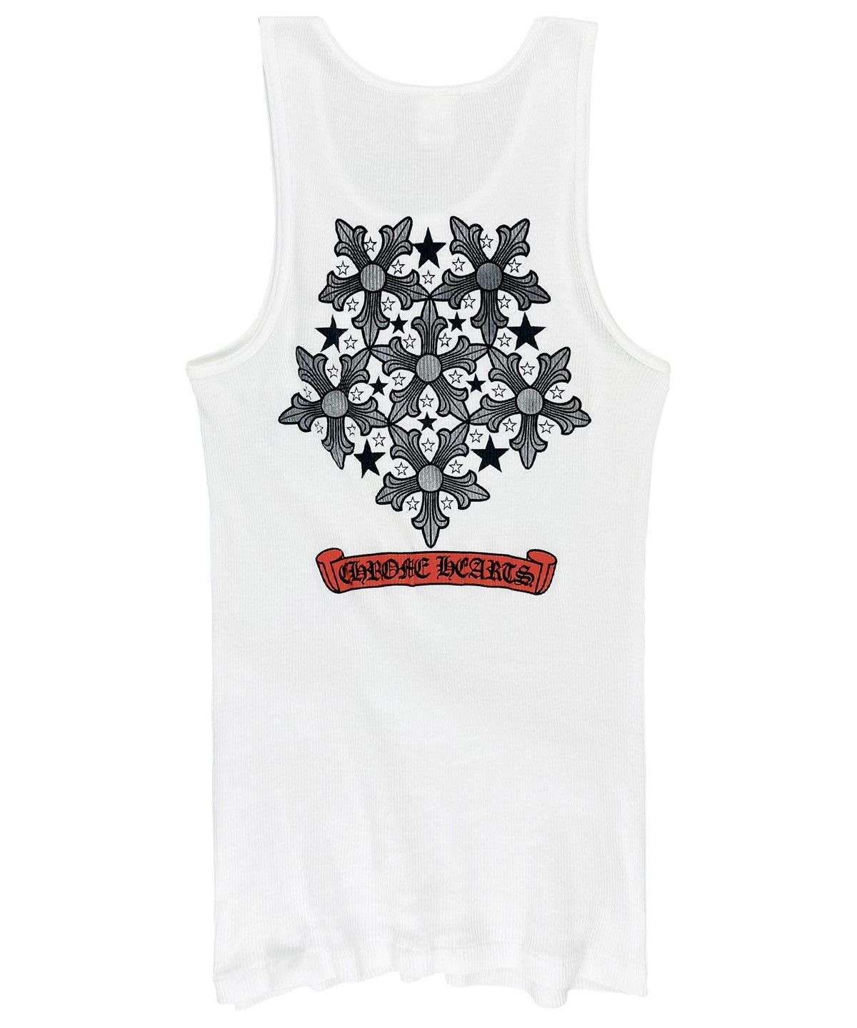 Pre-owned Chrome Hearts Vintage Orange Scroll Ninja Star Tank Top In White
