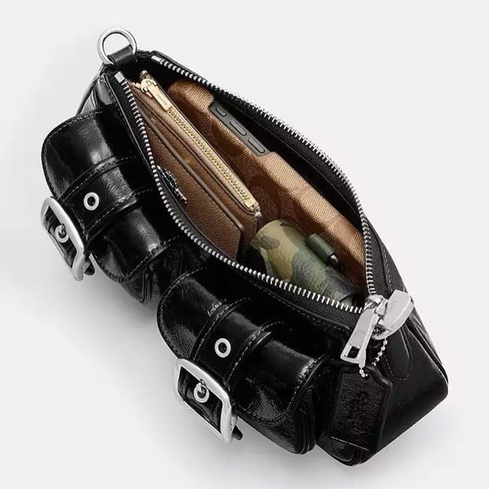 Coach NWT Coach CBJ01 Glazed Leather Ashton Shoulder Bag Black Size ONE SIZE - 7 Thumbnail