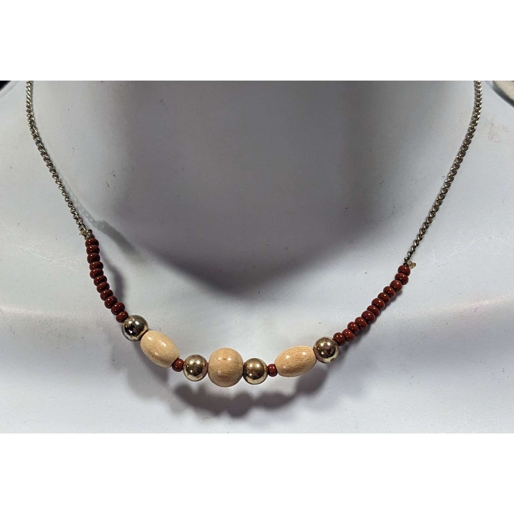 Other Simple Bohemian Wood And Glass Beaded Necklace Size ONE SIZE - 4 Thumbnail