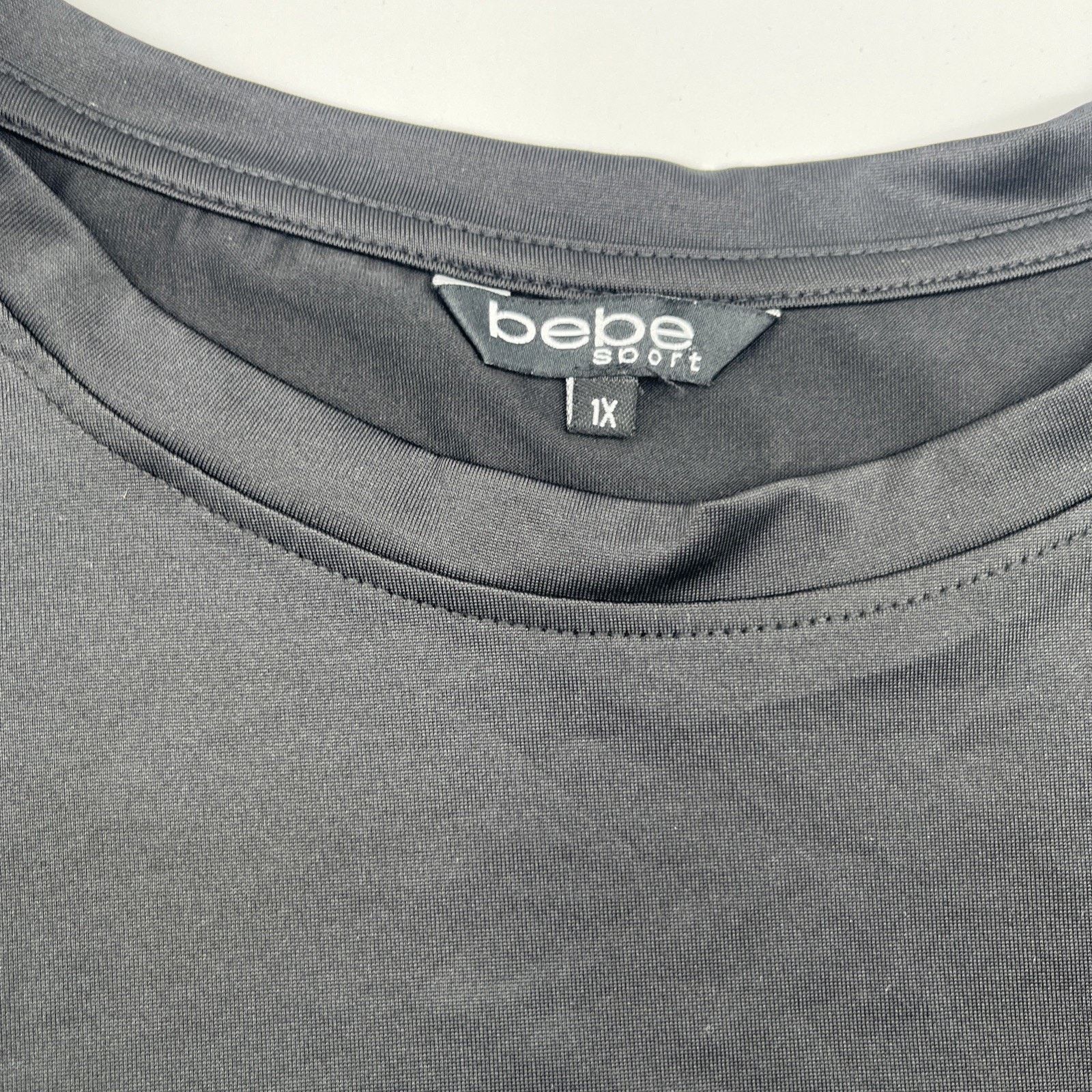 Bebe bebe Sport Women Size 1X Shirt Black with Leopard Design Size XL / US 12-14 / IT 48-50 - 2 Thumbnail