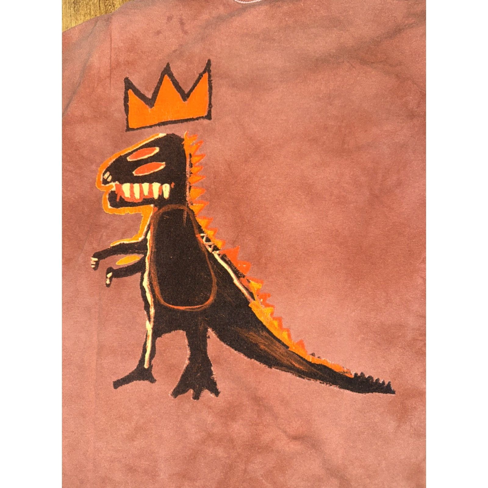 Vintage Jean-Michel Basquiat Crown Dinosaur Graphic T-Shirt Red Men’s Medium 18x25 Size US M / EU 48-50 / 2 - 5 Thumbnail