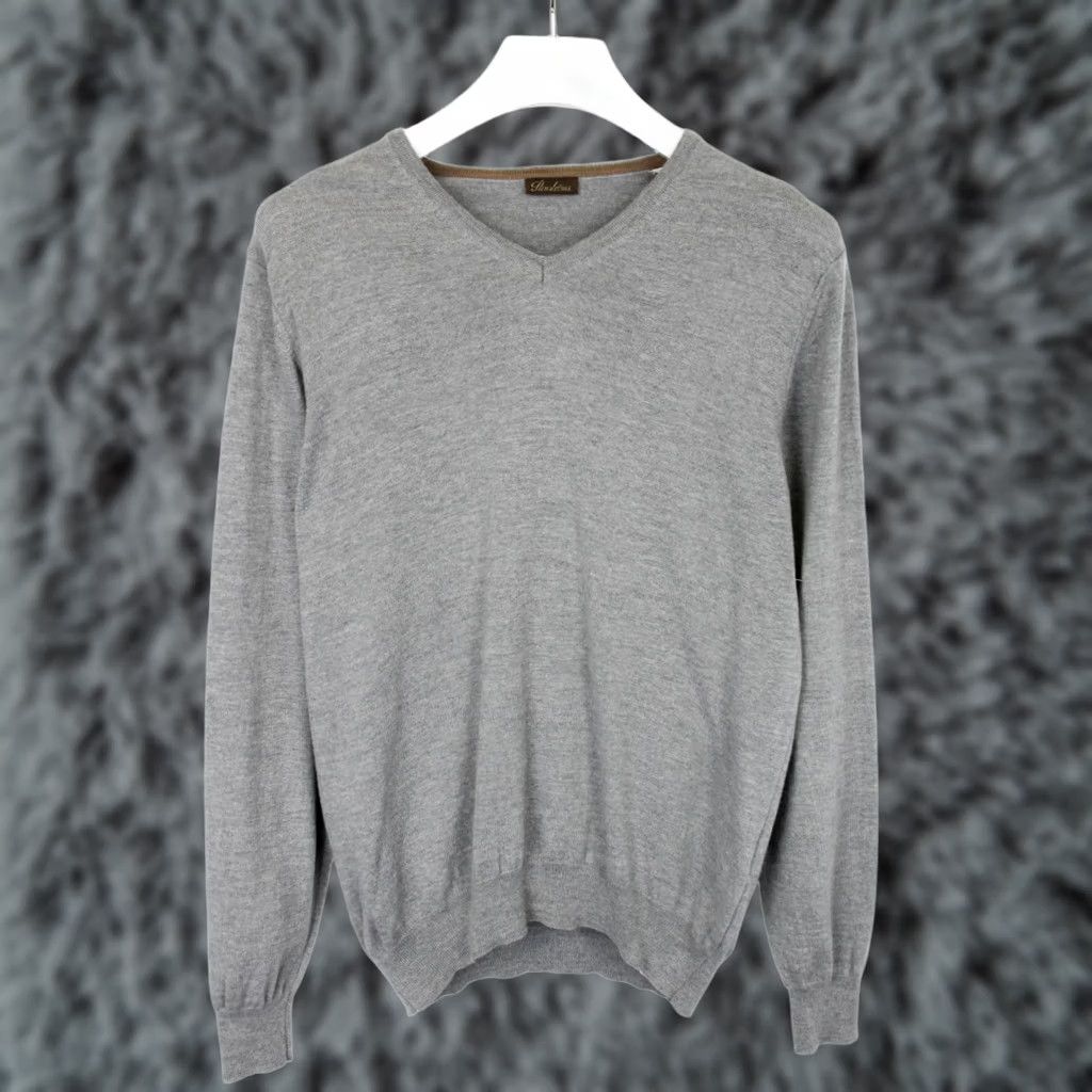 Vintage Stenstroms Jumper Mens MEDIUM Merino Wool Knitted V-Neck Melange Pullover Grey Knit Casual Winter All Seasons Mens Size US M / EU 48-50 / 2 - 1 Thumbnail