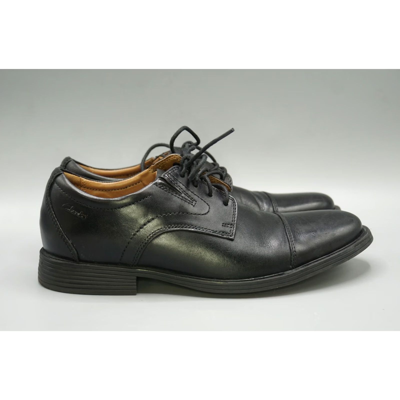 Clarks Clarks Men's Black Leather Cap Toe Oxford Dress Shoes US 7.5 EU 40 UK 6.5 Size 40 - 3 Thumbnail