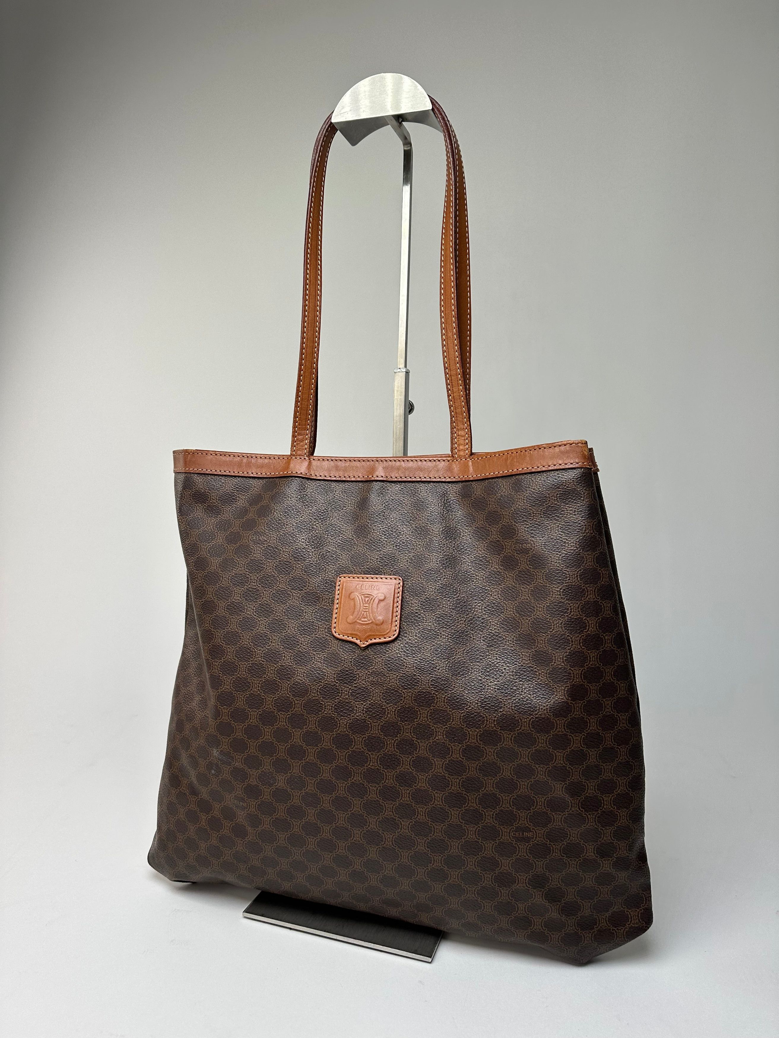 Celine Vintage Macadam Canvas Tote Bag Dark Brown Size ONE SIZE - 1 Thumbnail