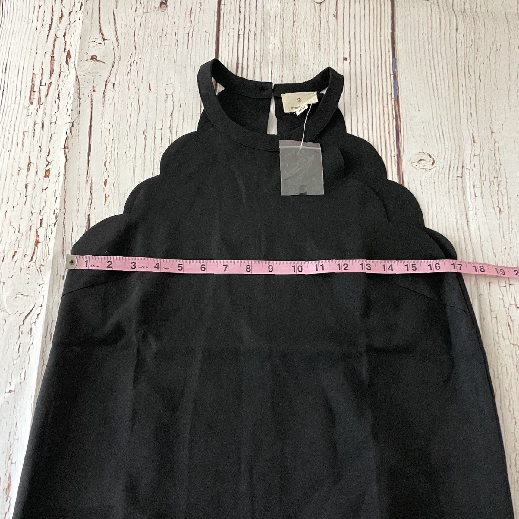 Vintage First Love Short Dress Women's Small Solid Black Scallop A-Line Size 28" / US 6 / IT 42 - 4 Thumbnail