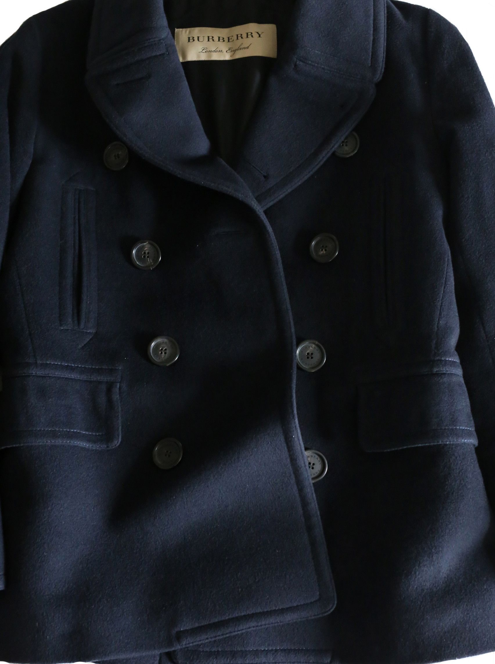 Burberry Men's Navy Wool-Cashmere Pea Coat LIKE NEW Size US S / EU 44-46 / 1 - 3 Thumbnail