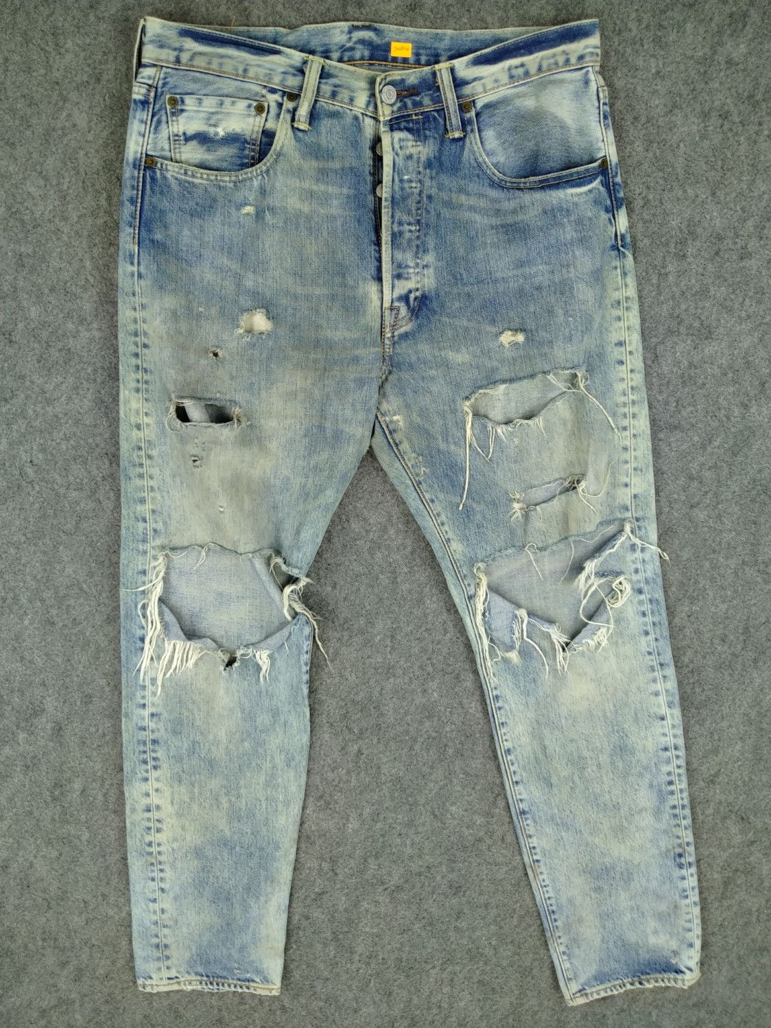 Japanese Brand Ripped Faded Blue Vintage Levi's 501 34x31.5 Denim -JN864 Size US 34 / EU 50 - 1 Thumbnail