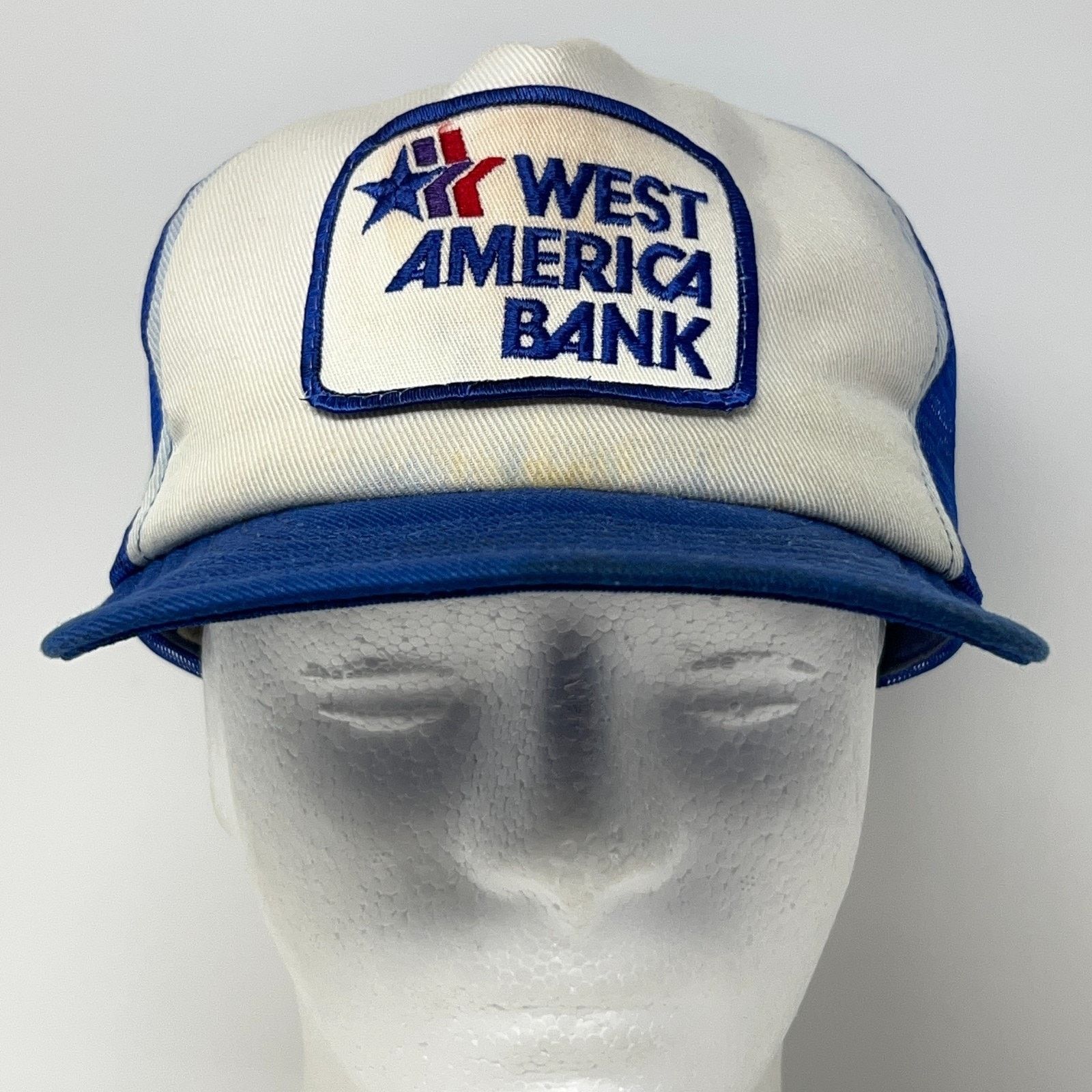 Vintage Vintage 80s West America Bank Trucker Hat Baseball Cap Blue Size ONE SIZE - 2 Thumbnail