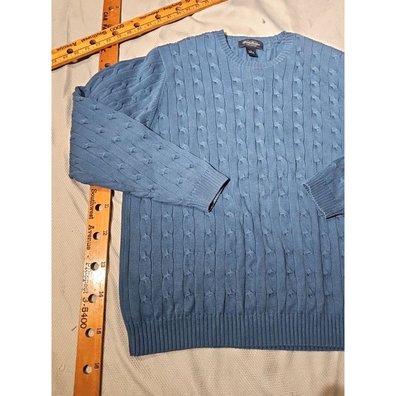 Brooks Brothers VINTAGE Brooks Brothers Sweater Mens L Blue Cable-Knit Fisherman 90s Old Money Size US L / EU 52-54 / 3 - 4 Thumbnail