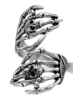 Jewelry Skull Gothic Vintage Skeleton Hand Bone Rings Size ONE SIZE - 5 Thumbnail