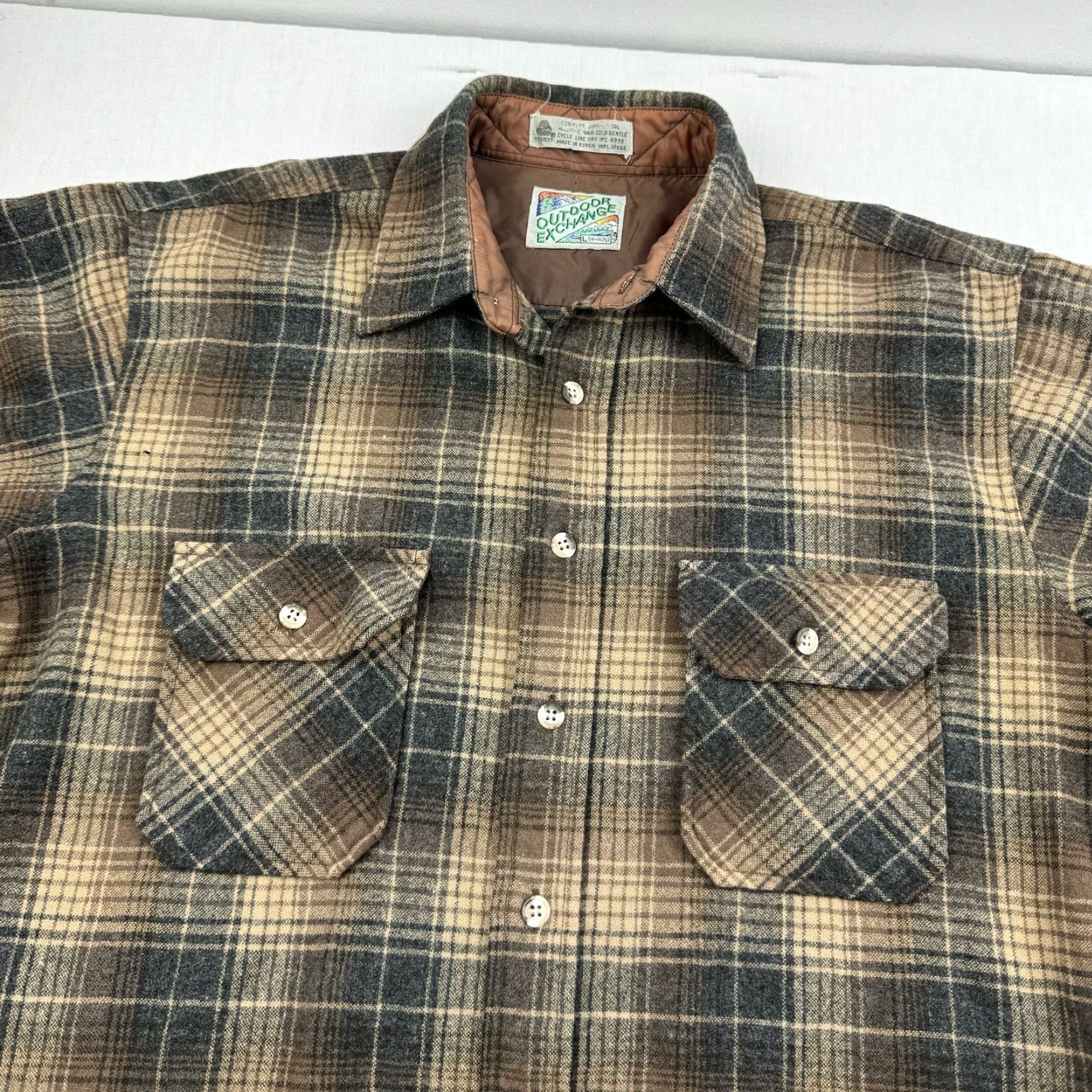 Vintage VINTAGE Outdoor Exchange Button Up Adult Large Brown Plaid Flannel Collar Nature Mens Size US L / EU 52-54 / 3 - 2 Thumbnail