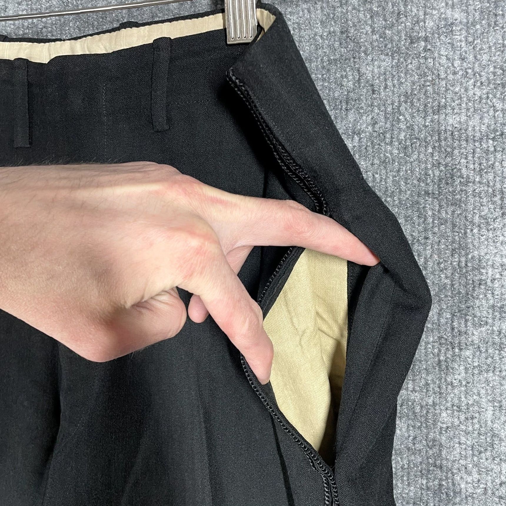 Vintage Bespoke 1920s Black Wool Tuxedo Trousers Sz 31x31 Vtg Peg/Tapered Button Fly Edwardian Look Art Deco Straight Leg Men’s Size US 31 - 6 Thumbnail