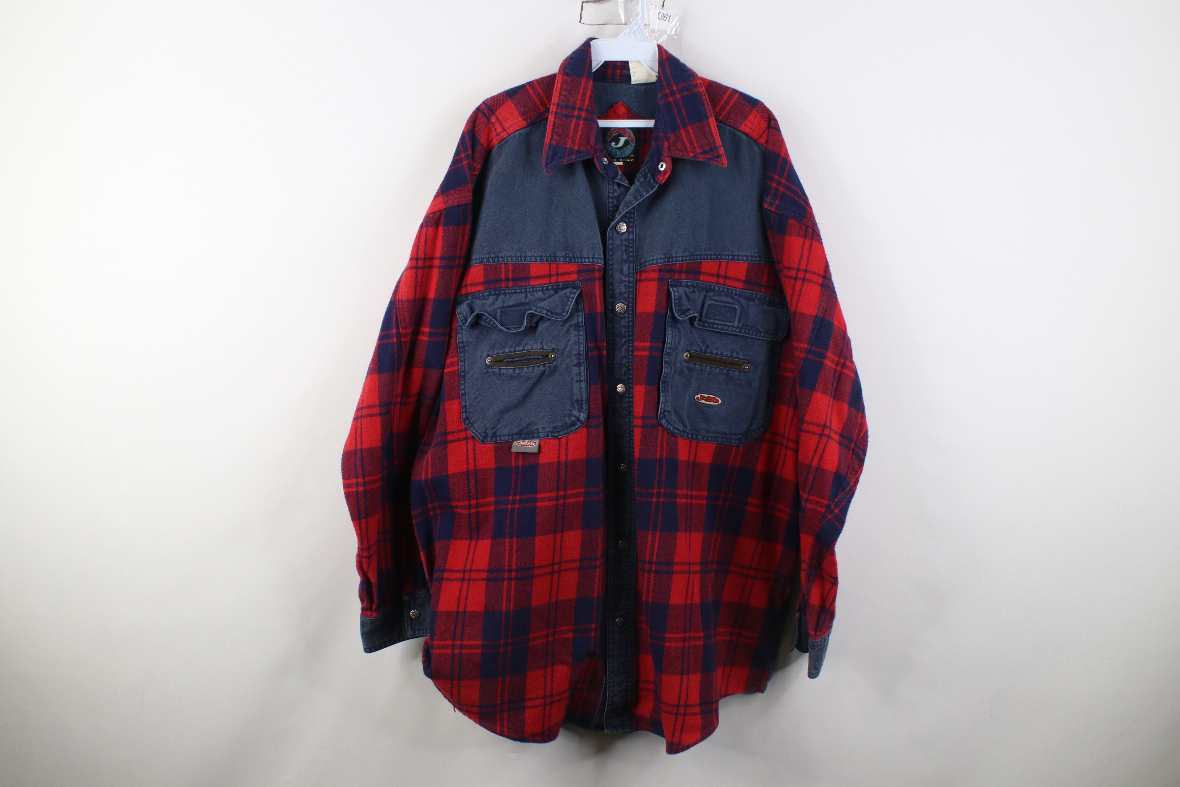 Vintage Vintage 90s Streetwear Big Pocket Flannel Button Shirt Plaid Size US XL / EU 56 / 4 - 1 Thumbnail
