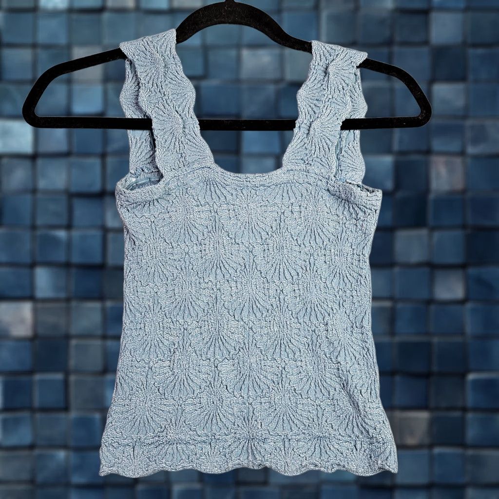 Free People Free People Tank Top Shirt Womens XS/S Blue Textured Stretch Sleeveless Modal Nylon Spandex Tank Size XS / US 0-2 / IT 36-38 - 1 Thumbnail