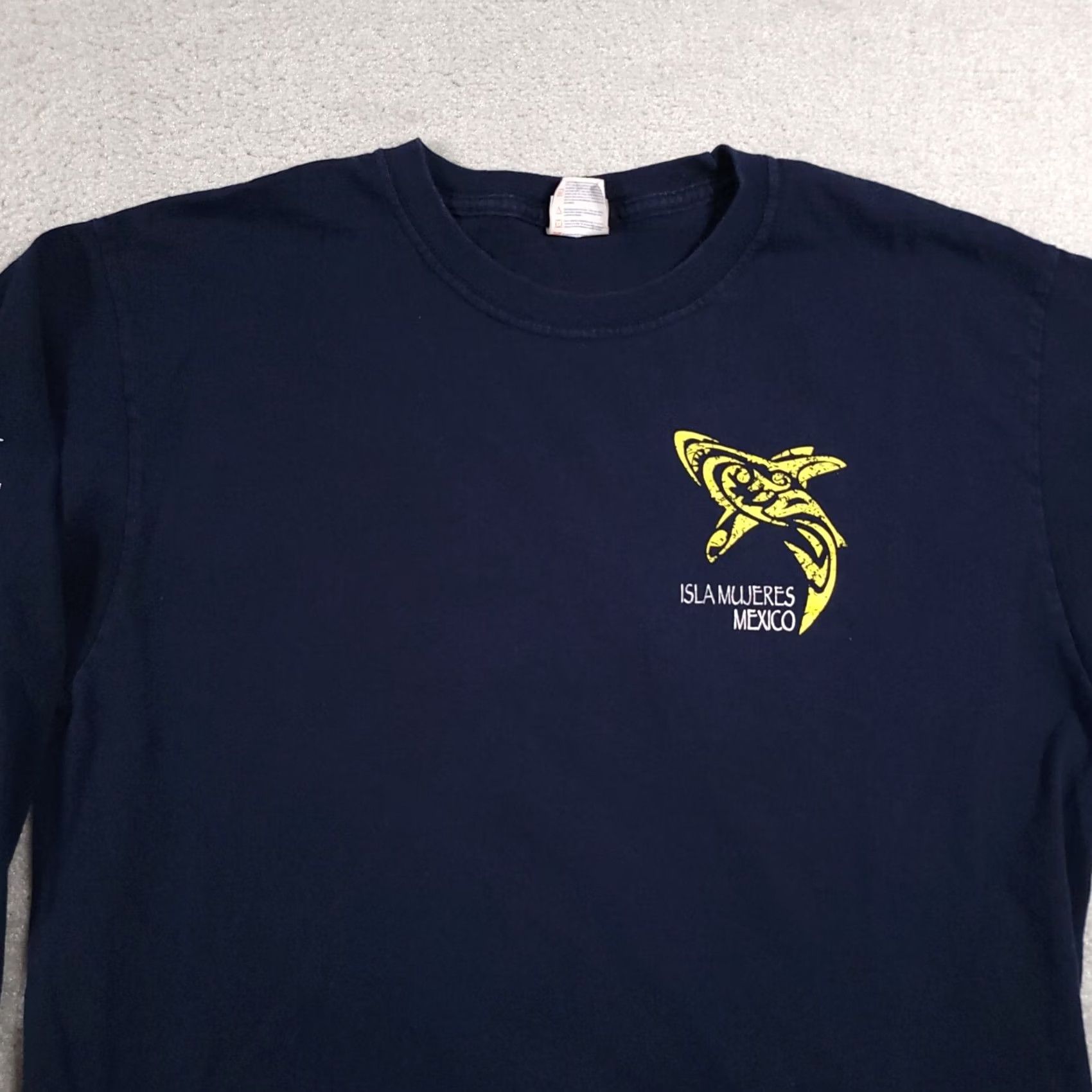 Doublet VINTAGE Yazbek Isle Mujeres Graphic Shirt Mens Large Shark Double Sided Mexico Blue 90s Size US L / EU 52-54 / 3 - 3 Thumbnail