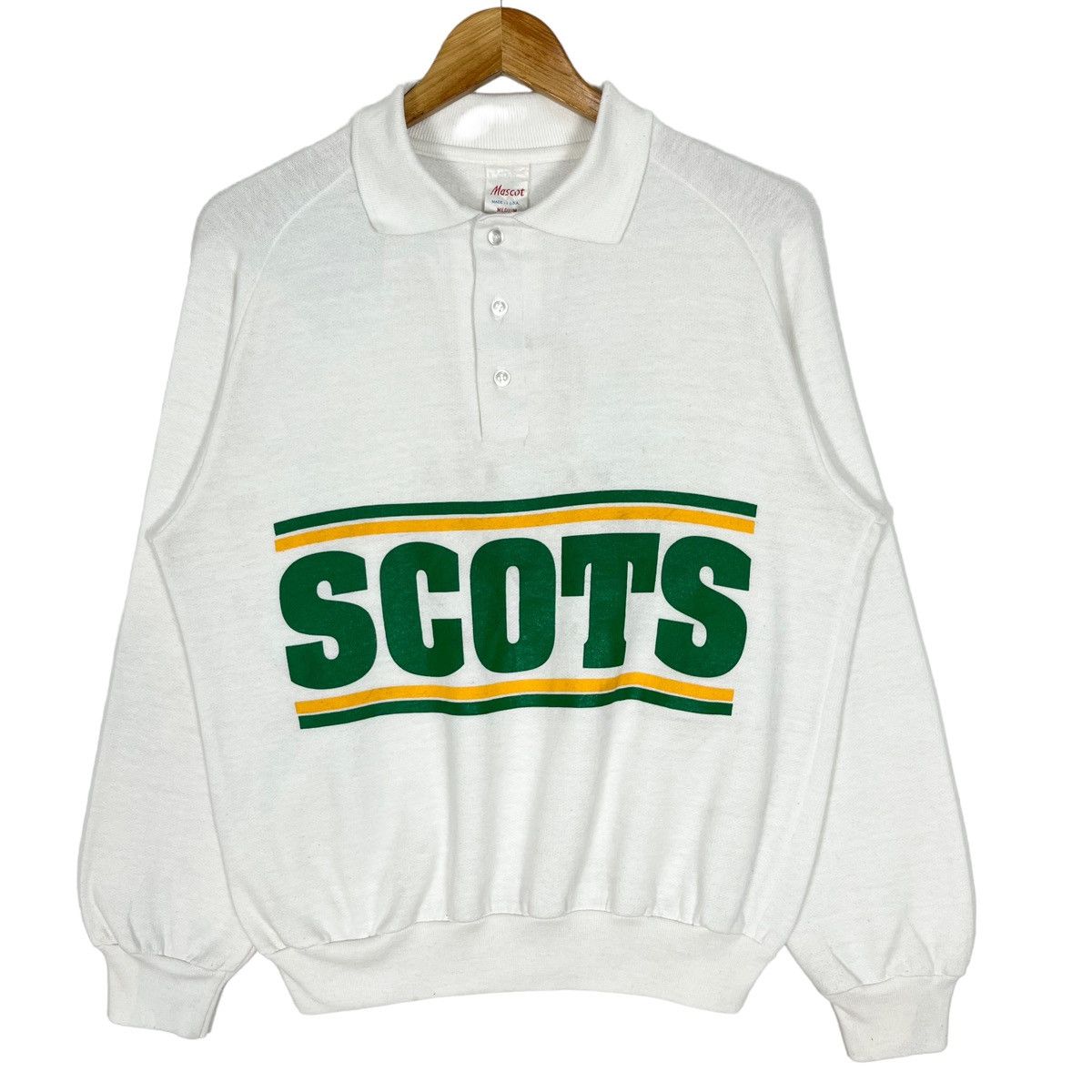 image of American College x Collegiate Vintage 80’S Scots Long Sleeve in White, Men's (Size Medium)