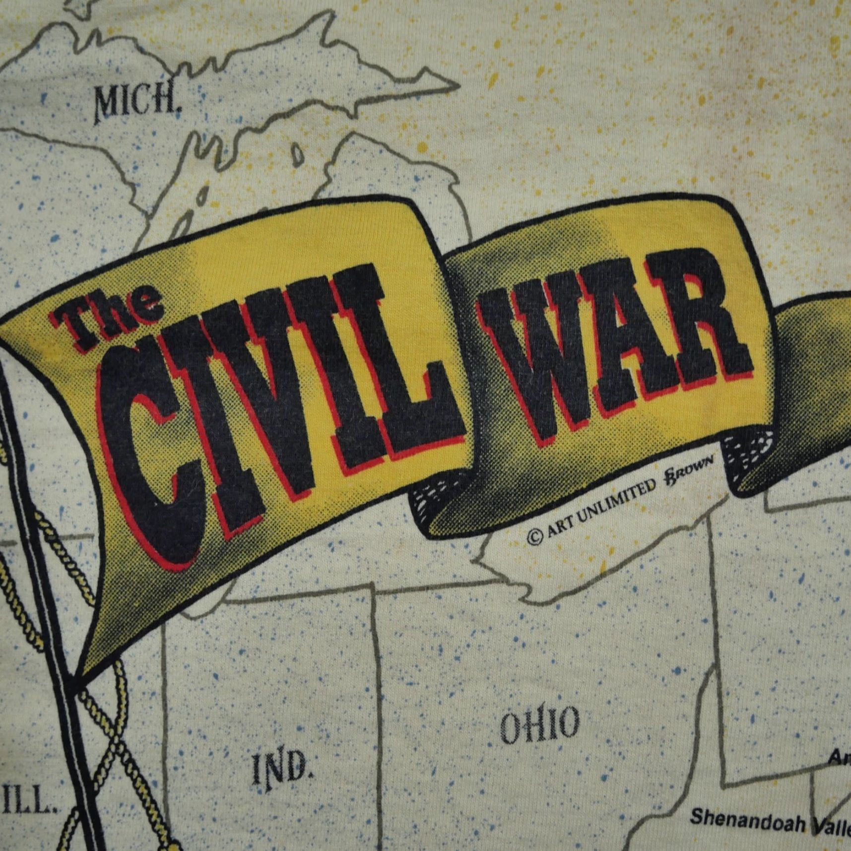 Vintage VINTAGE Civil War T Shirt Mens XL All Over Print AOP Map United States Adult 90s Size US XL / EU 56 / 4 - 5 Thumbnail