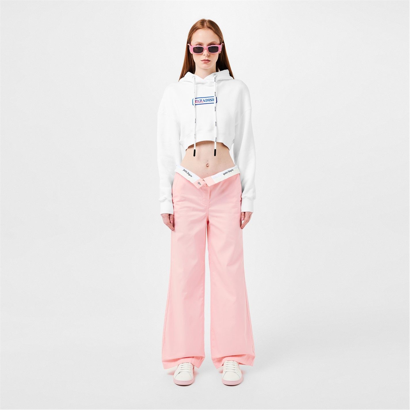 Palm Angels o1g2r1mq0325 Paradse Crop Hoodie in White Size L / US 10 / IT 46 - 6 Thumbnail