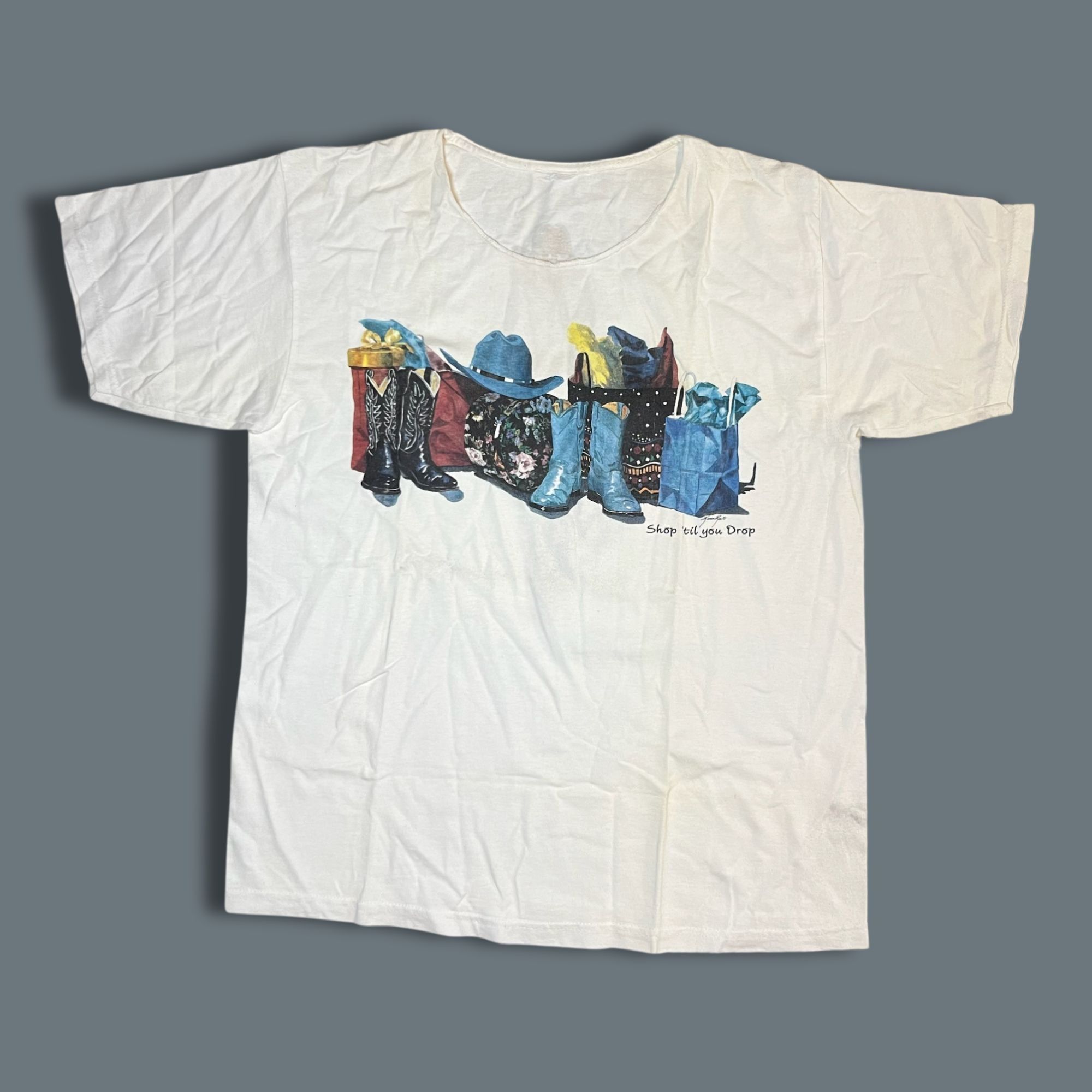 Other White Graphic T-Shirt Denim & Diamonds NYC "Shop Till You Dr Size US L / EU 52-54 / 3 - 2 Thumbnail